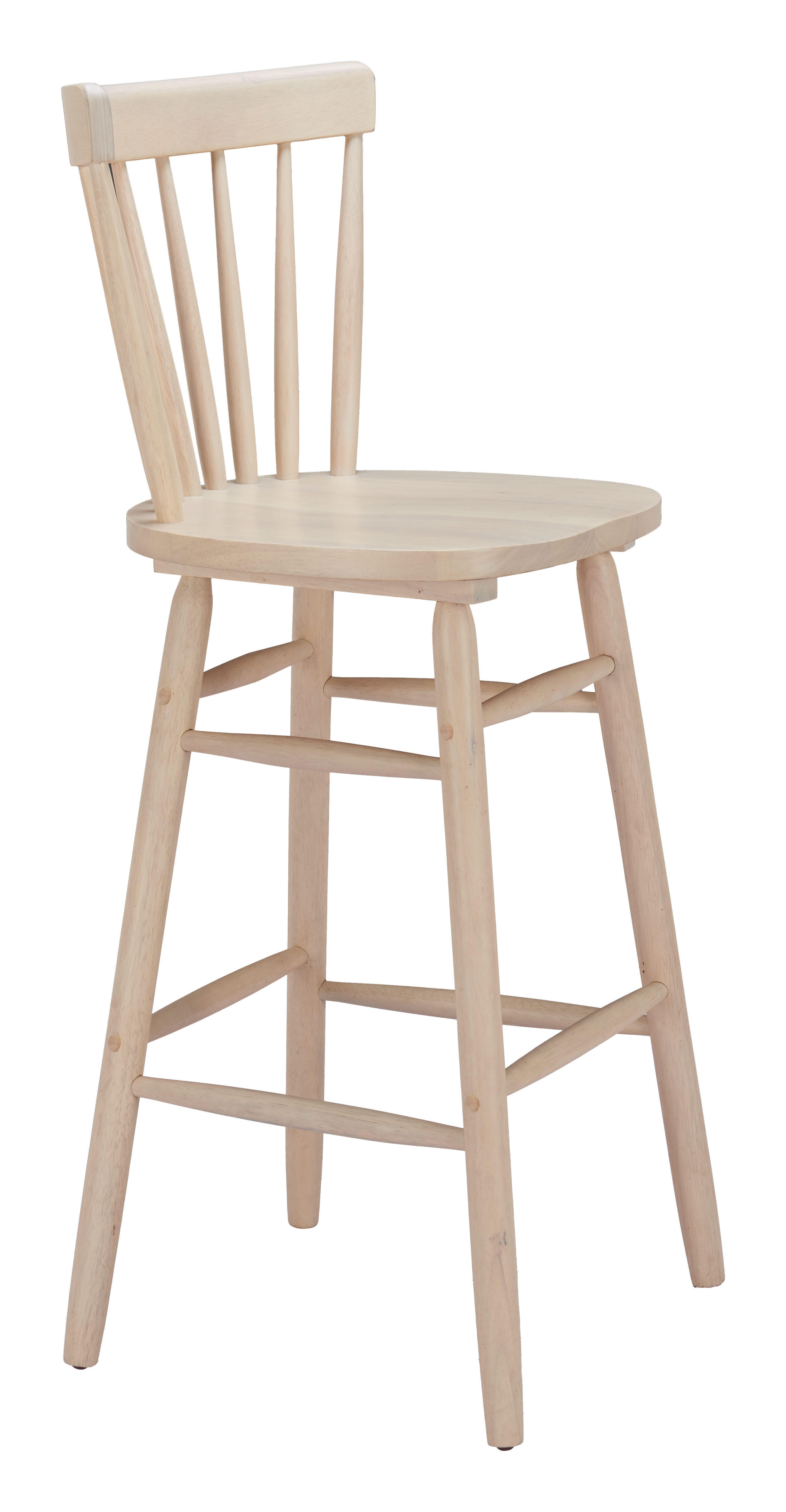 ZUO Tyce Bar Height  Bar Stool (Set of 2), Natural, large