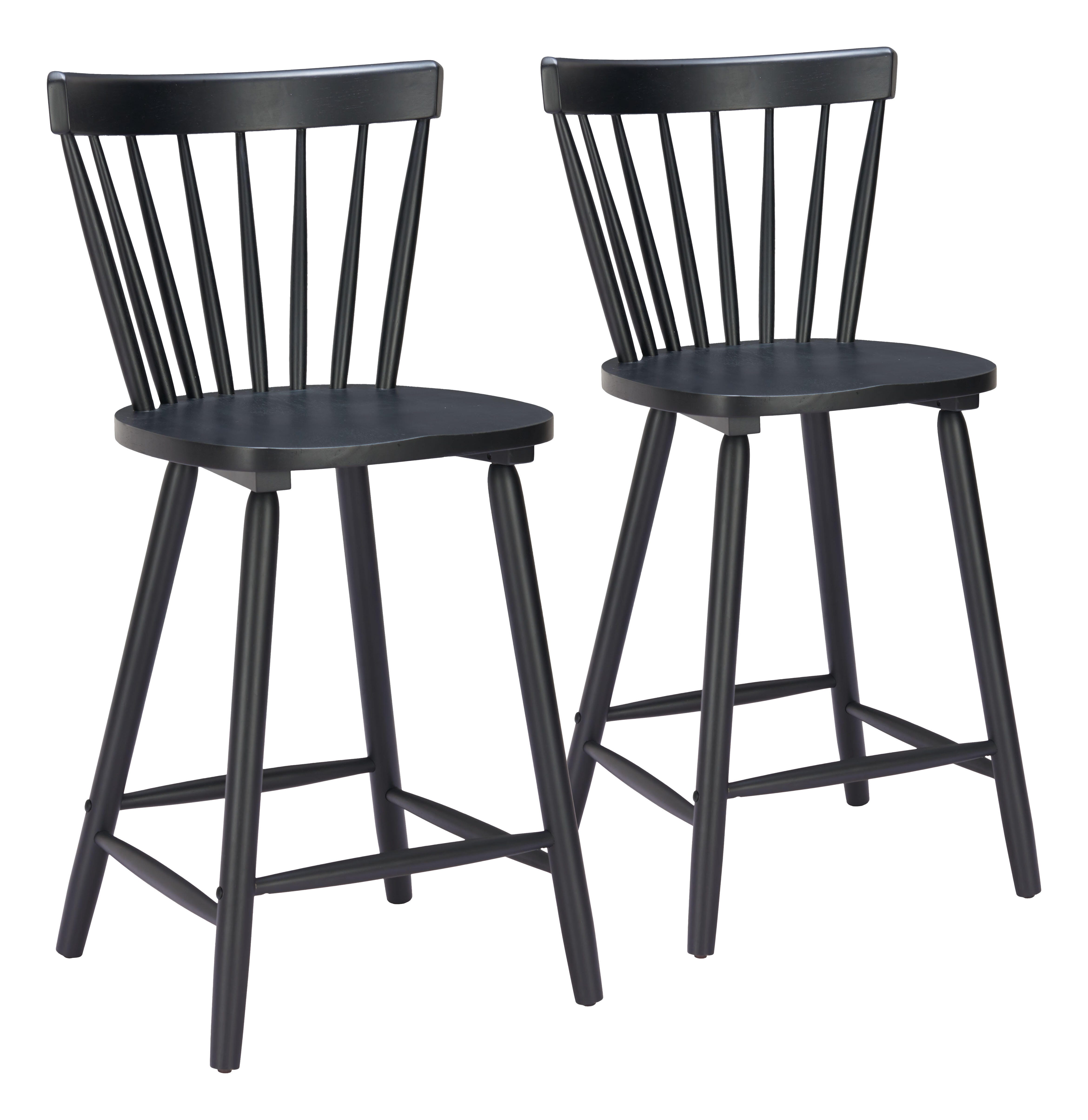 ZUO Tyce Counter Height Bar Stool (Set of 2), Black, large