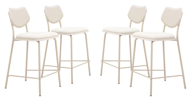 ZUO Zeal Counter Height Bar Stool (Set of 4), Light Gray/Beige