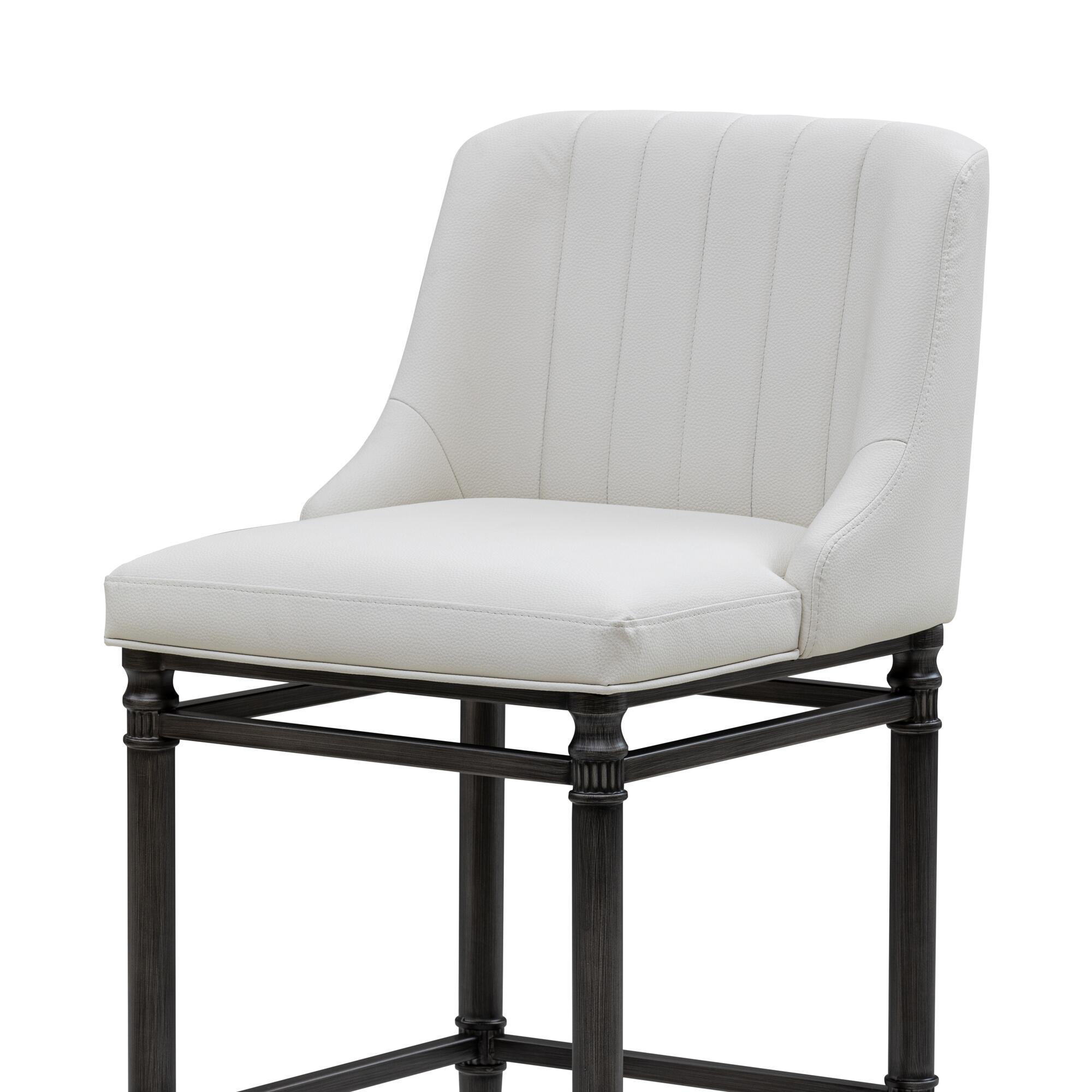 Armen Living MARVIN Counter Height Barstool, White, large