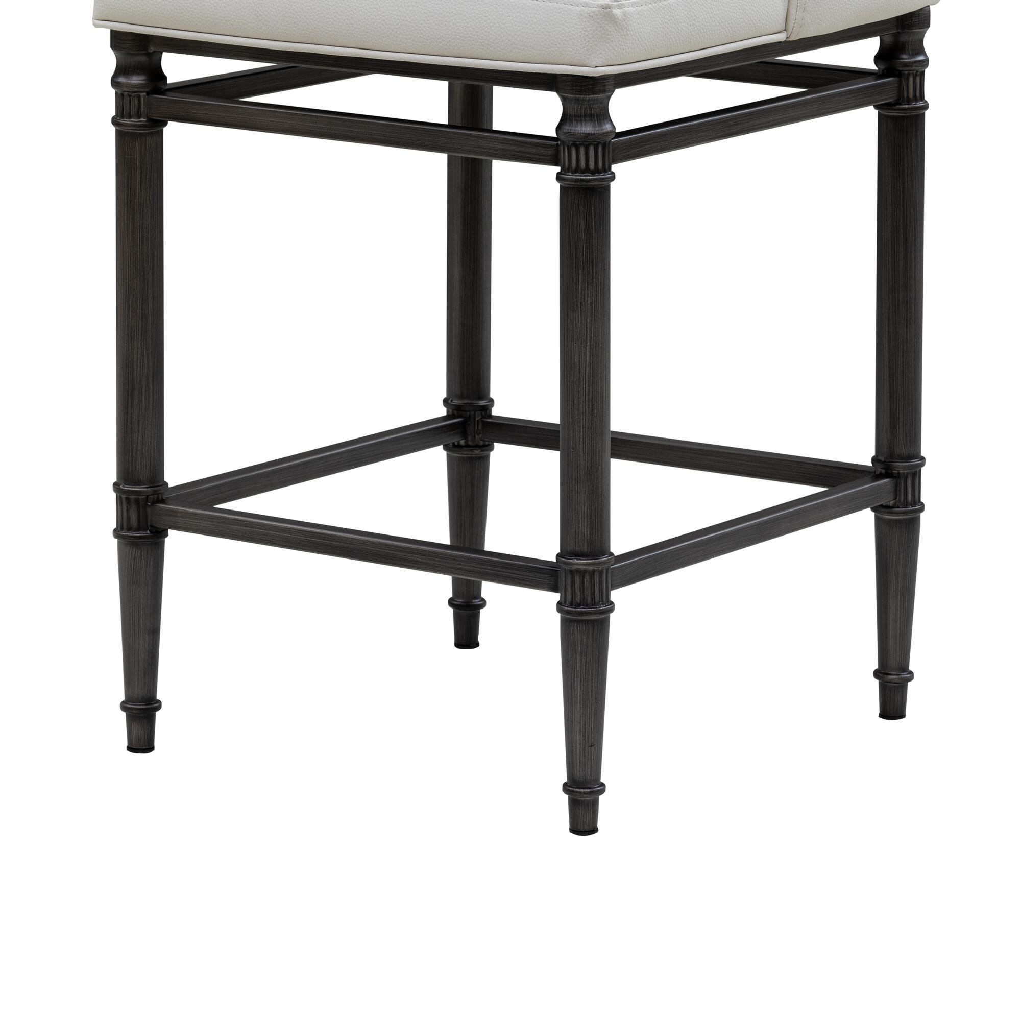 Armen Living MARVIN Counter Height Barstool, White, large