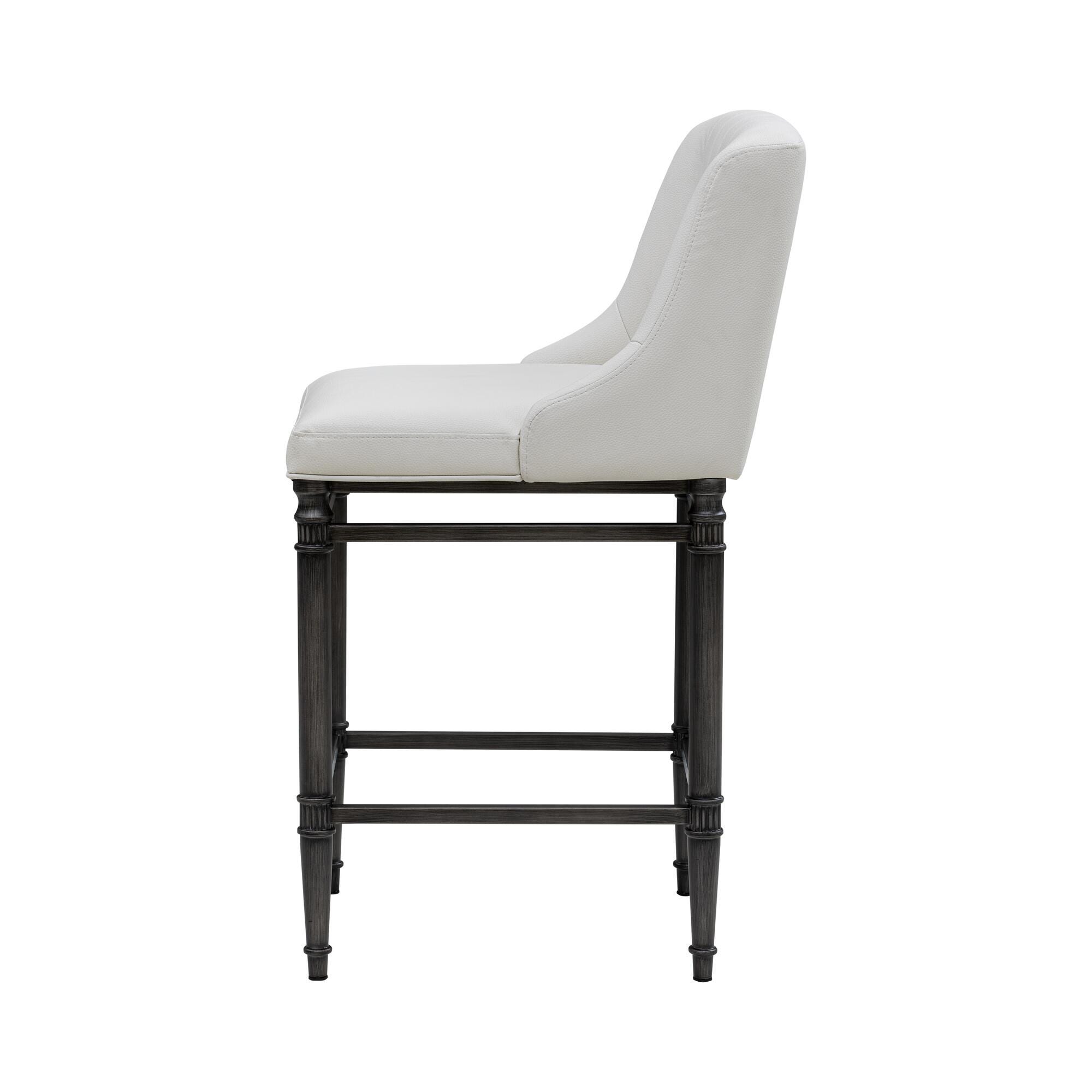 Armen Living MARVIN Counter Height Barstool, White, large