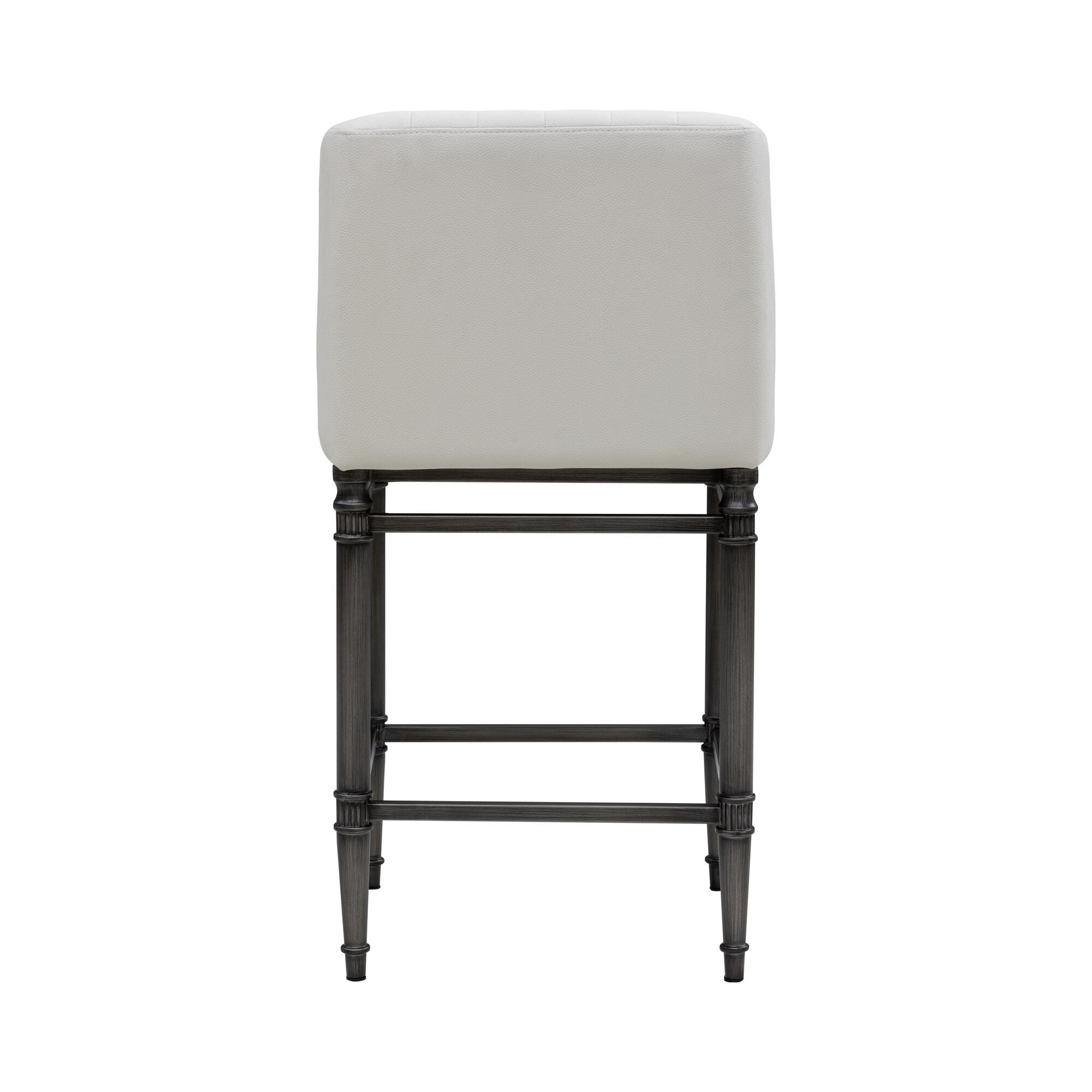 Armen Living MARVIN Counter Height Barstool, White, large