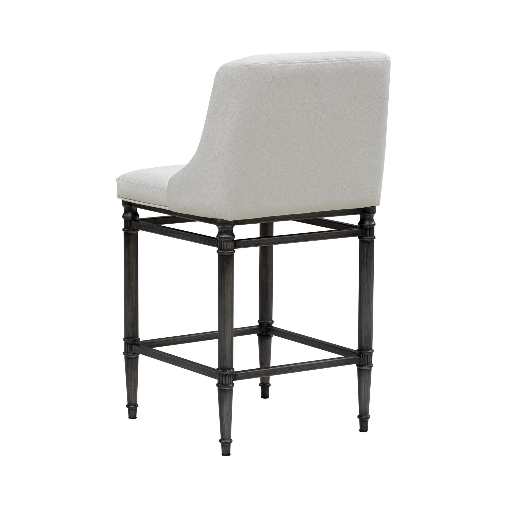 Armen Living MARVIN Counter Height Barstool, White, large