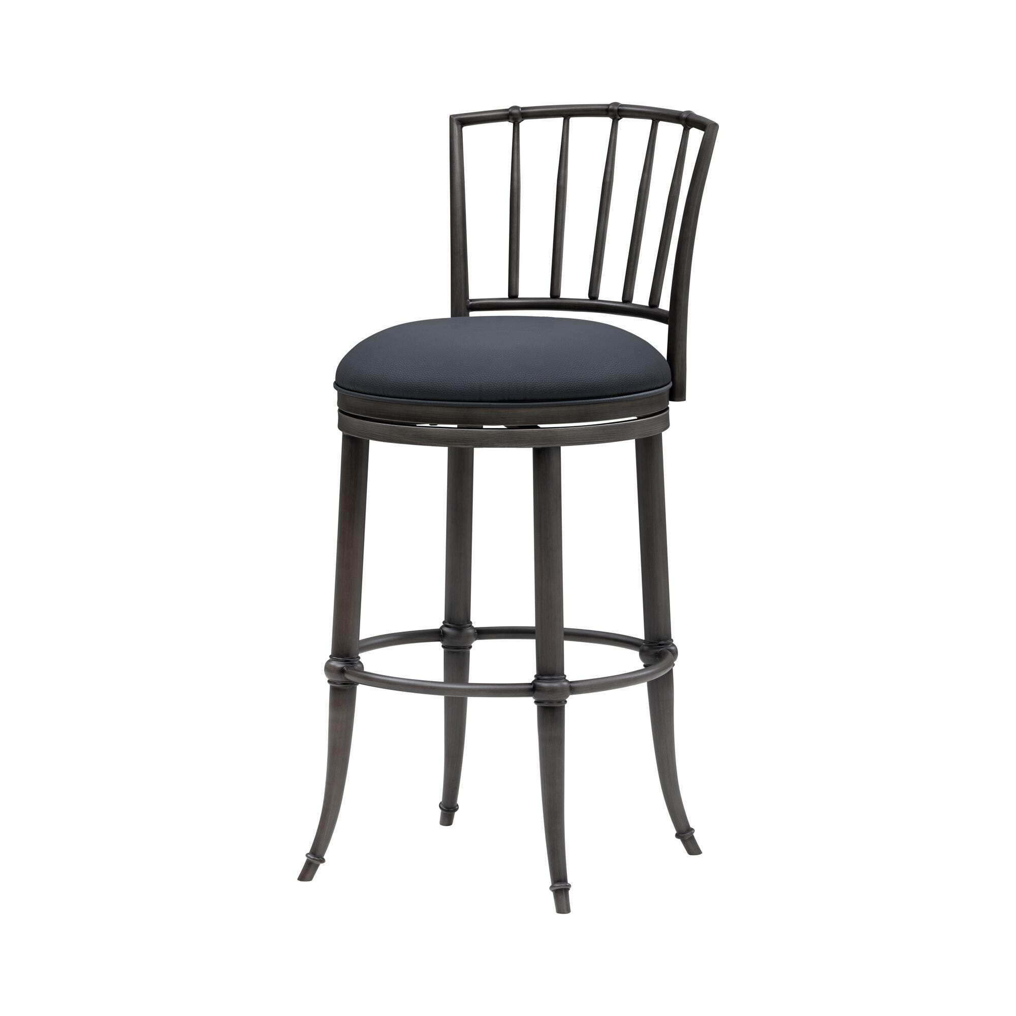 Armen Living VINCE Swivel Bar Height Barstool, Navy Blue/Gray, large