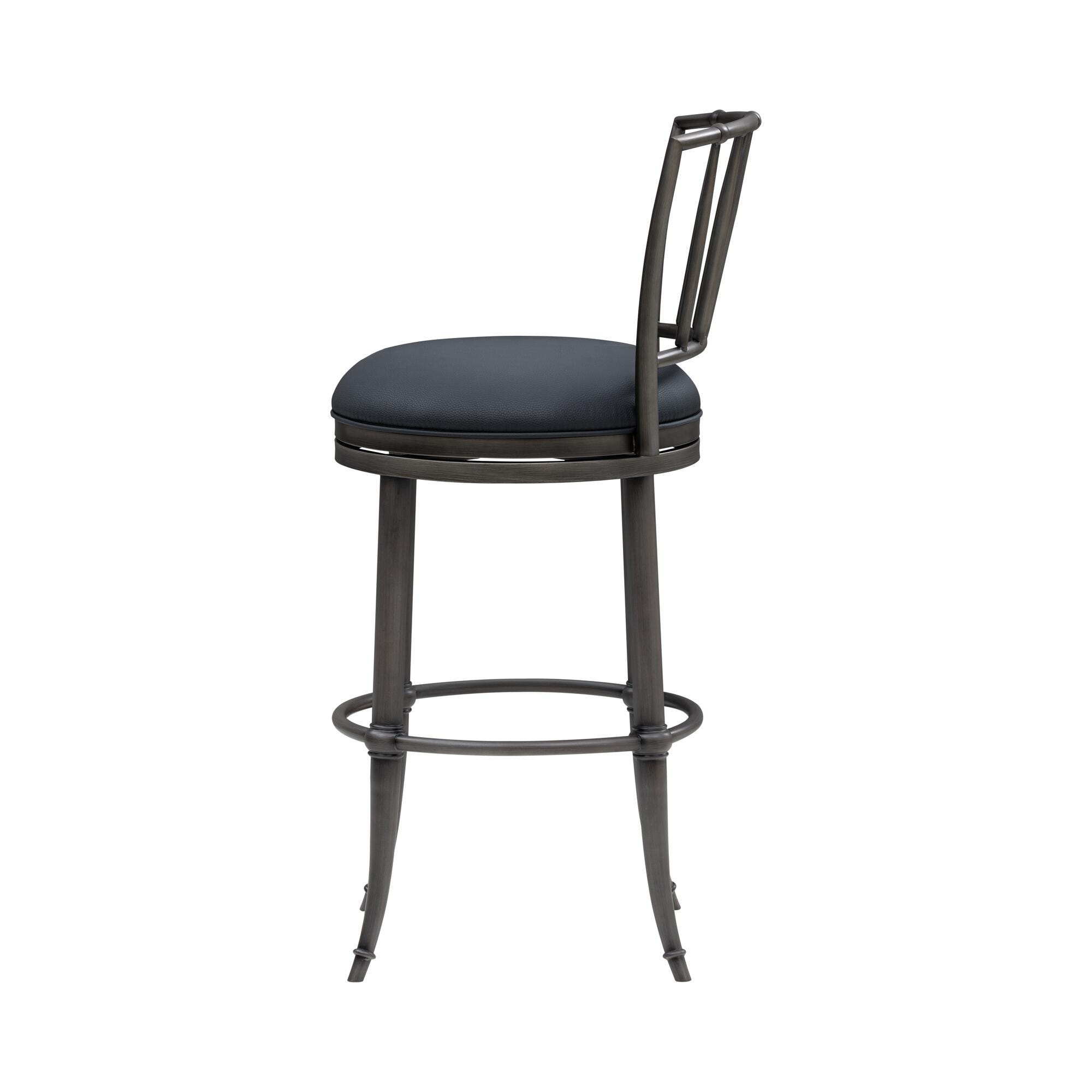 Armen Living VINCE Swivel Bar Height Barstool, Navy Blue/Gray, large