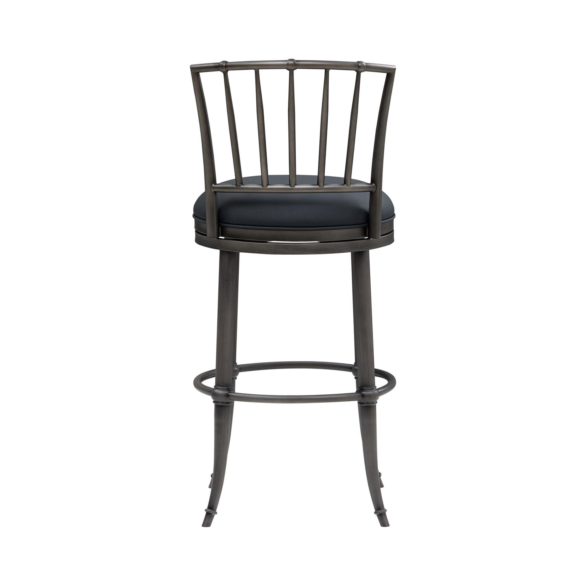Armen Living VINCE Swivel Bar Height Barstool, Navy Blue/Gray, large