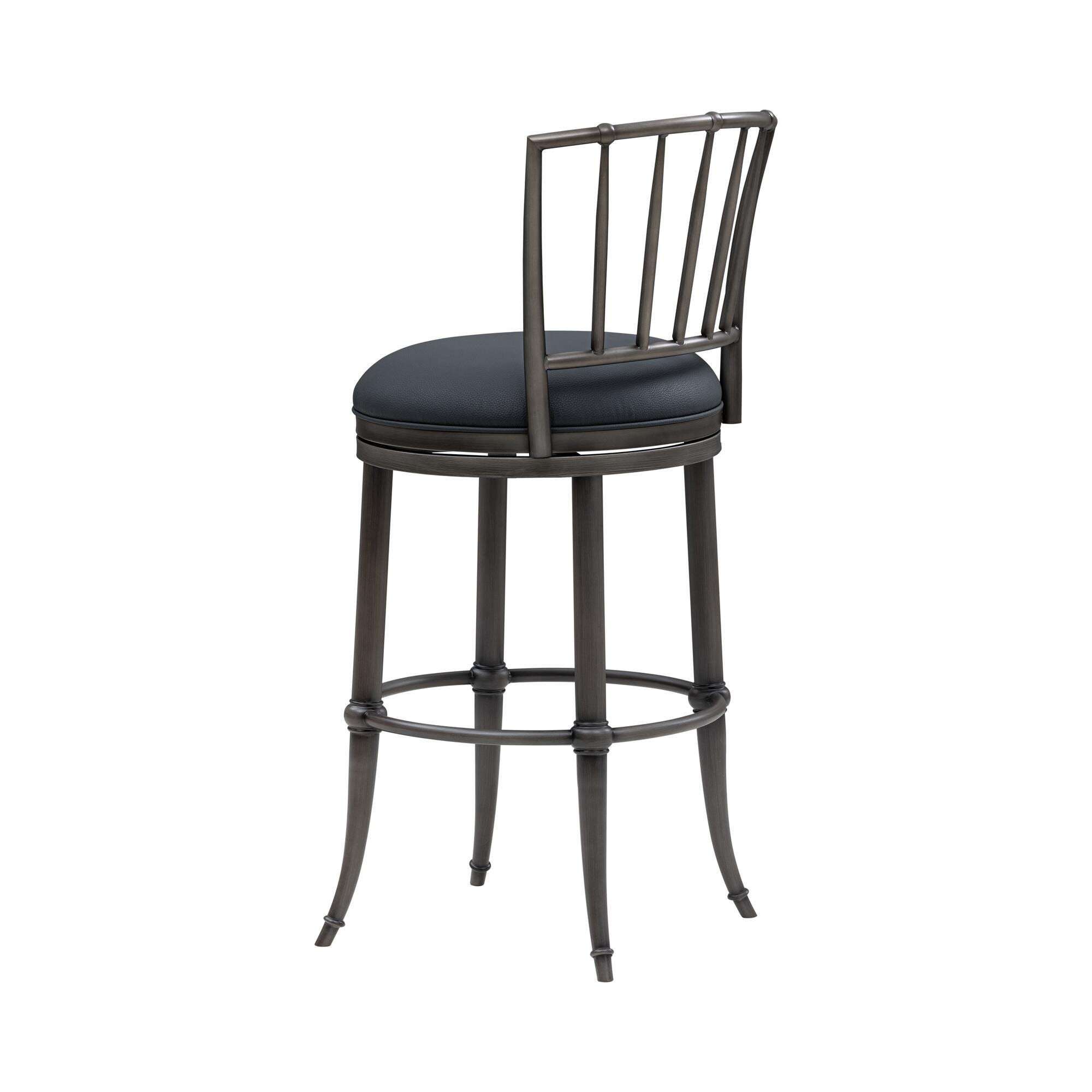 Armen Living VINCE Swivel Bar Height Barstool, Navy Blue/Gray, large