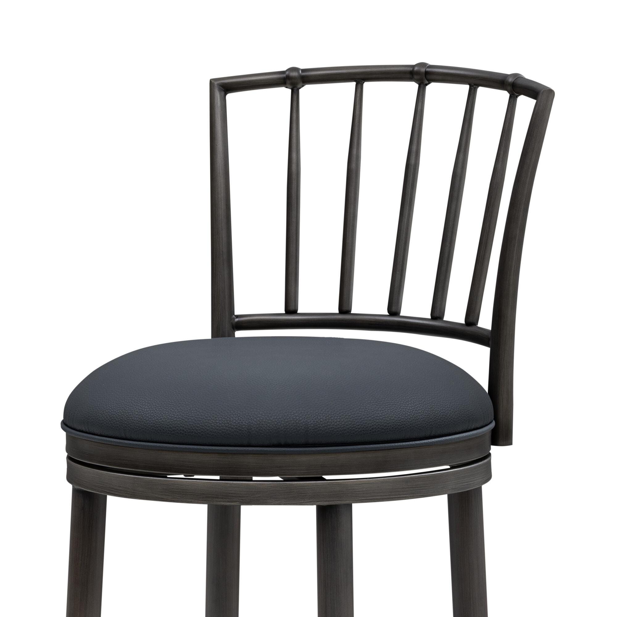 Armen Living VINCE Swivel Bar Height Barstool, Navy Blue/Gray, large