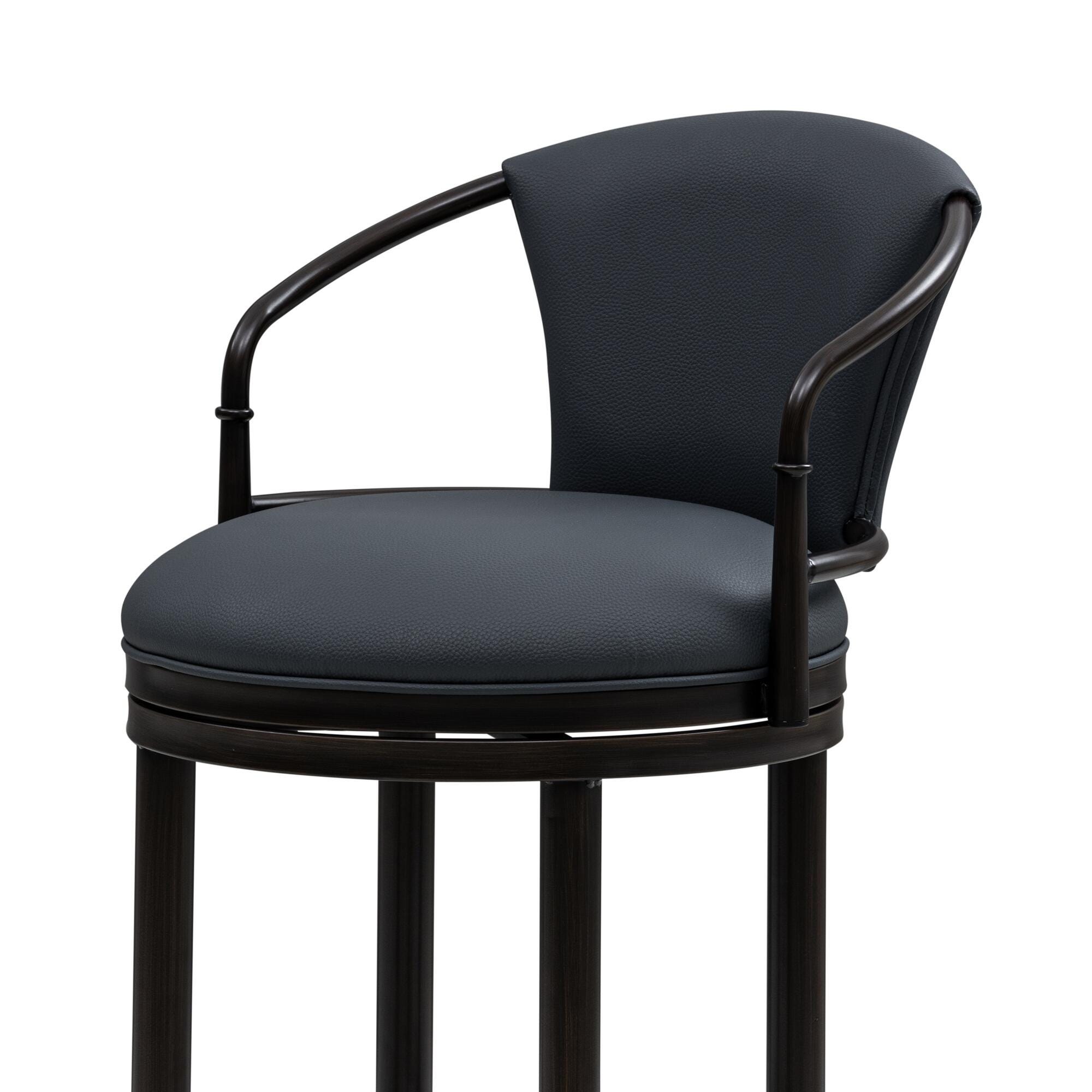 Armen Living OTIS Swivel Counter Height Barstool, Navy Blue/Black, large
