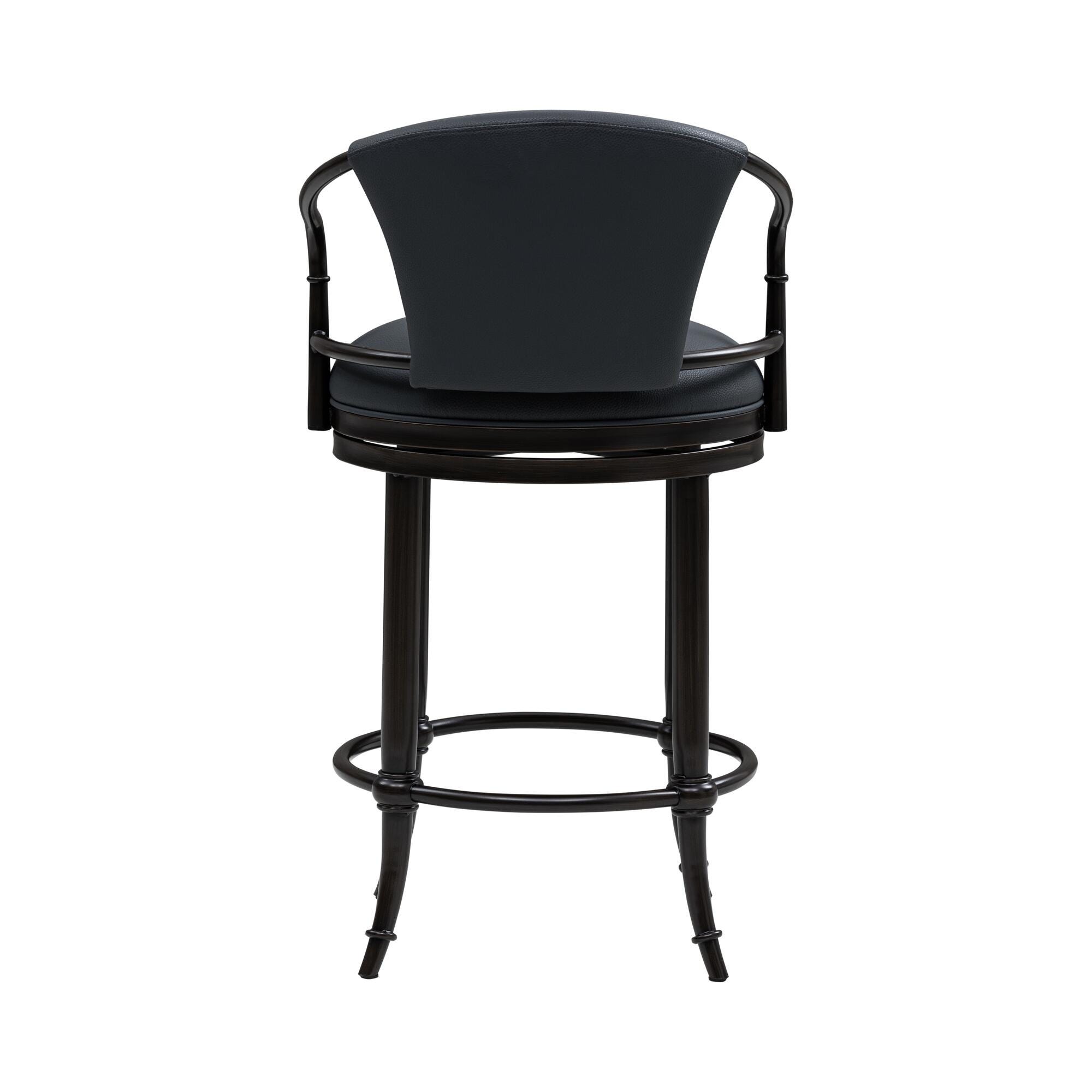 Armen Living OTIS Swivel Counter Height Barstool, Navy Blue/Black, large