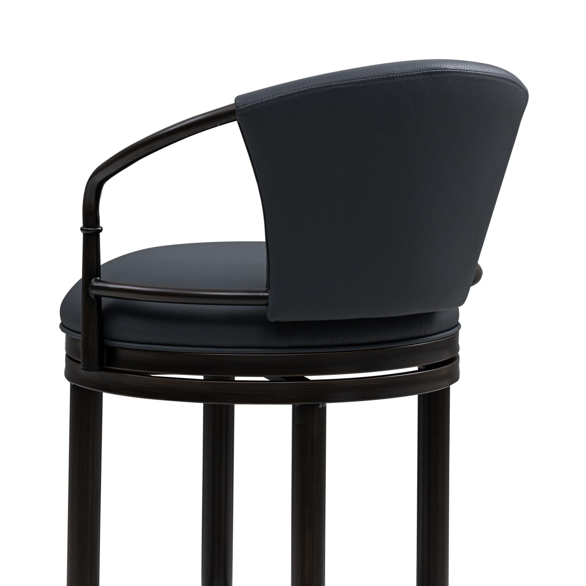 Armen Living OTIS Swivel Counter Height Barstool, Navy Blue/Black, large