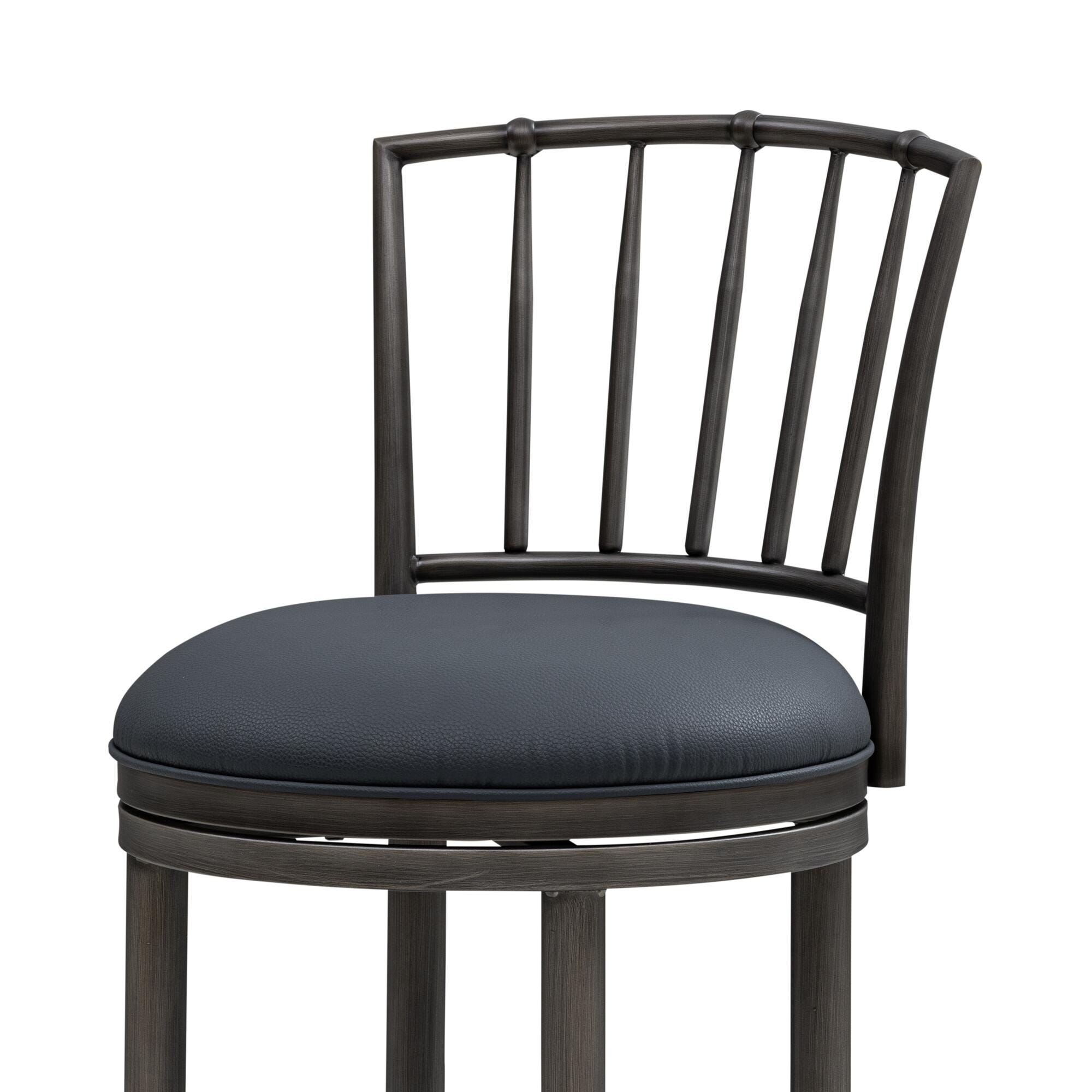 Armen Living VINCE Swivel Counter Height Barstool, Navy Blue/Gray, large