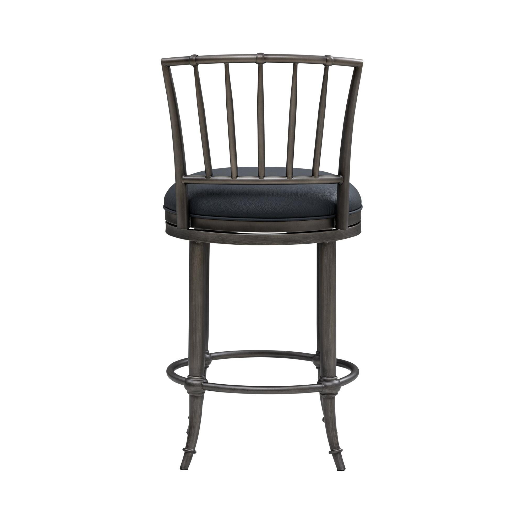 Armen Living VINCE Swivel Counter Height Barstool, Navy Blue/Gray, large