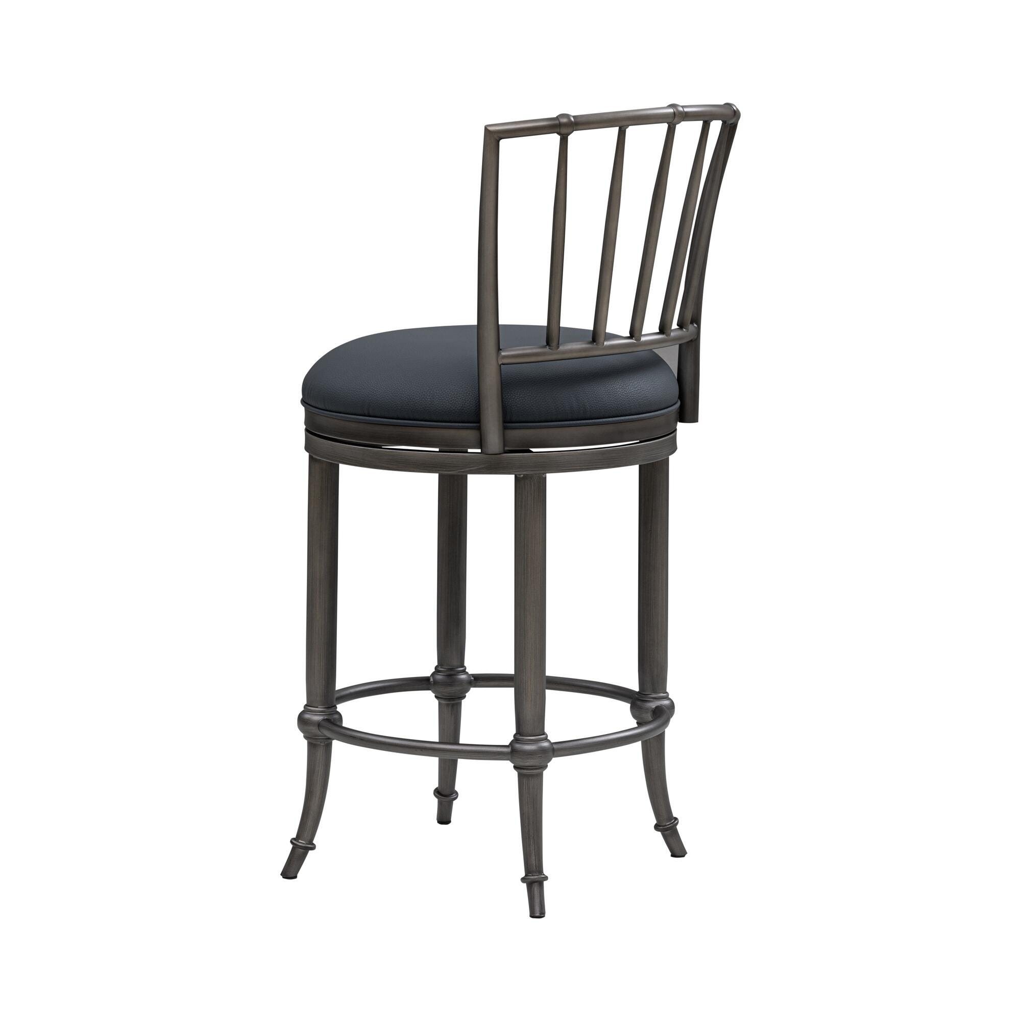 Armen Living VINCE Swivel Counter Height Barstool, Navy Blue/Gray, large