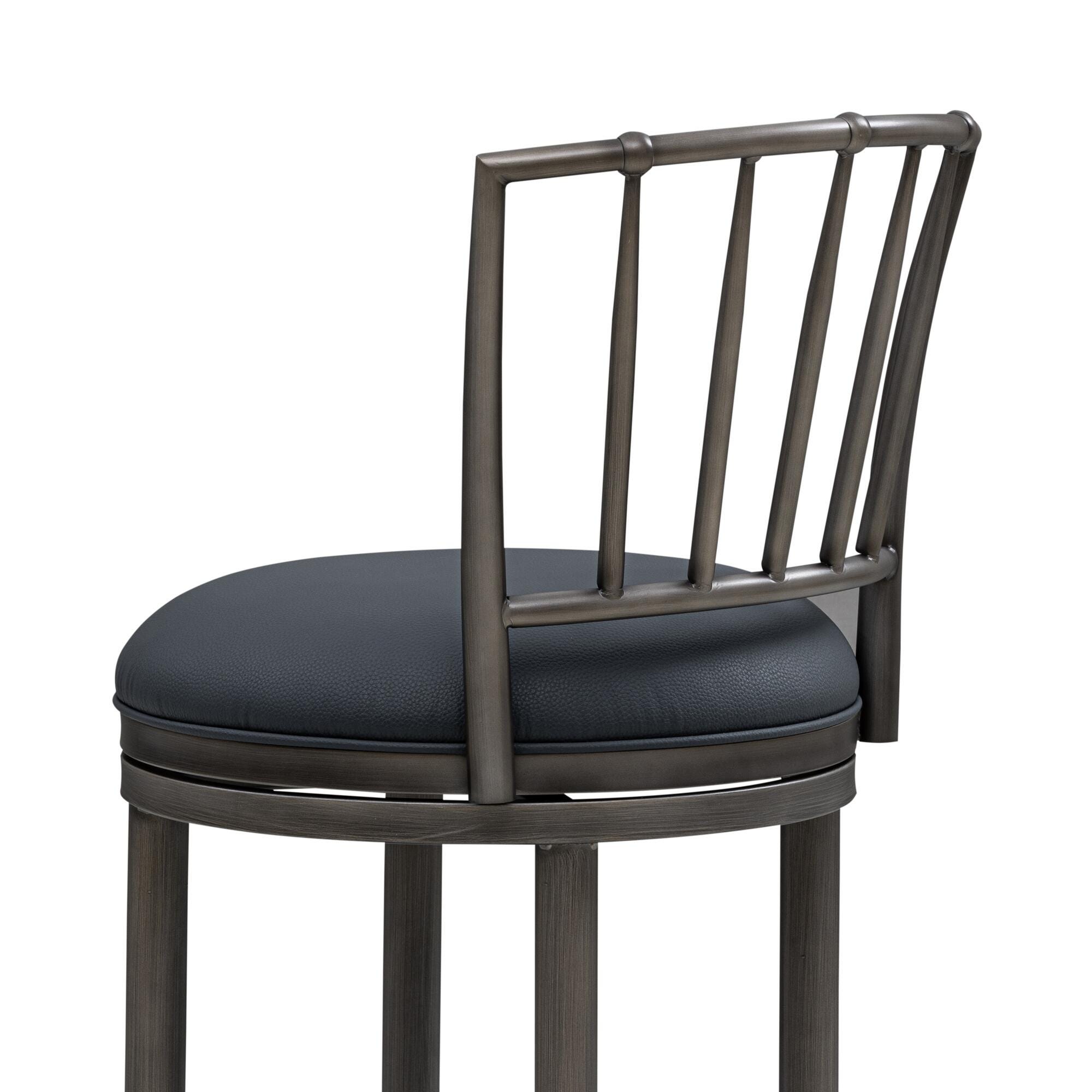 Armen Living VINCE Swivel Counter Height Barstool, Navy Blue/Gray, large