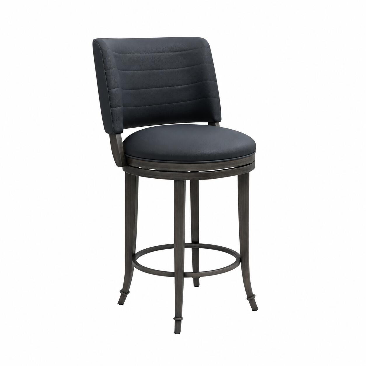 Armen Living TORRES Swivel Counter Height Barstool, Navy Blue, large