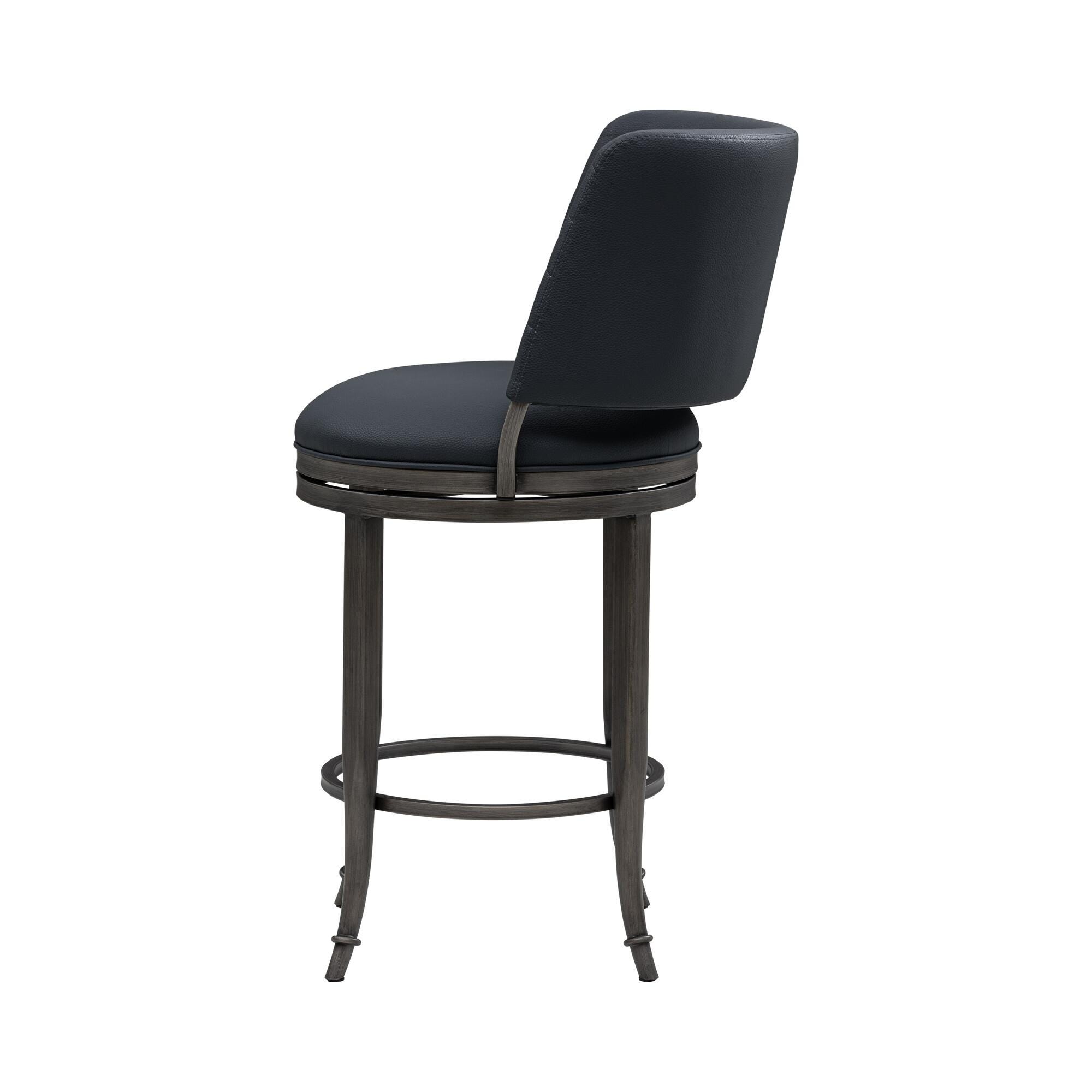 Armen Living TORRES Swivel Counter Height Barstool, Navy Blue, large