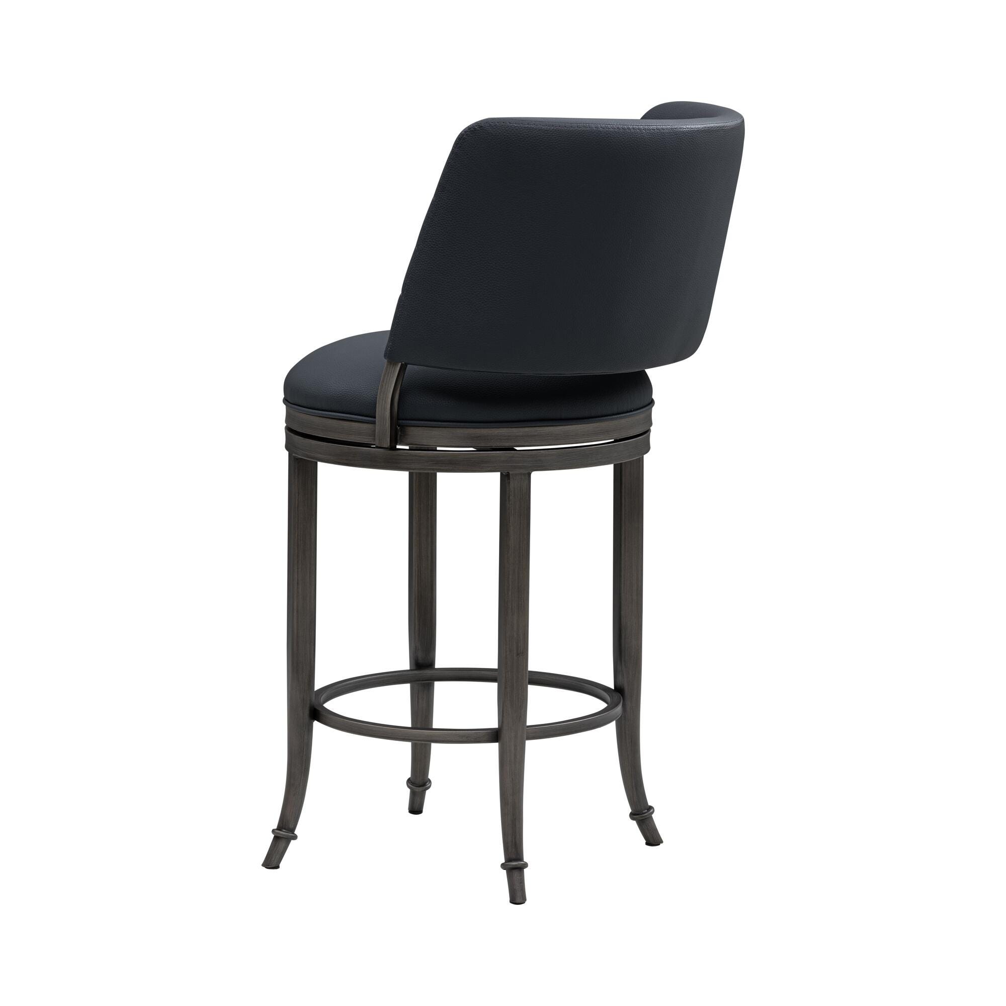 Armen Living TORRES Swivel Counter Height Barstool, Navy Blue, large
