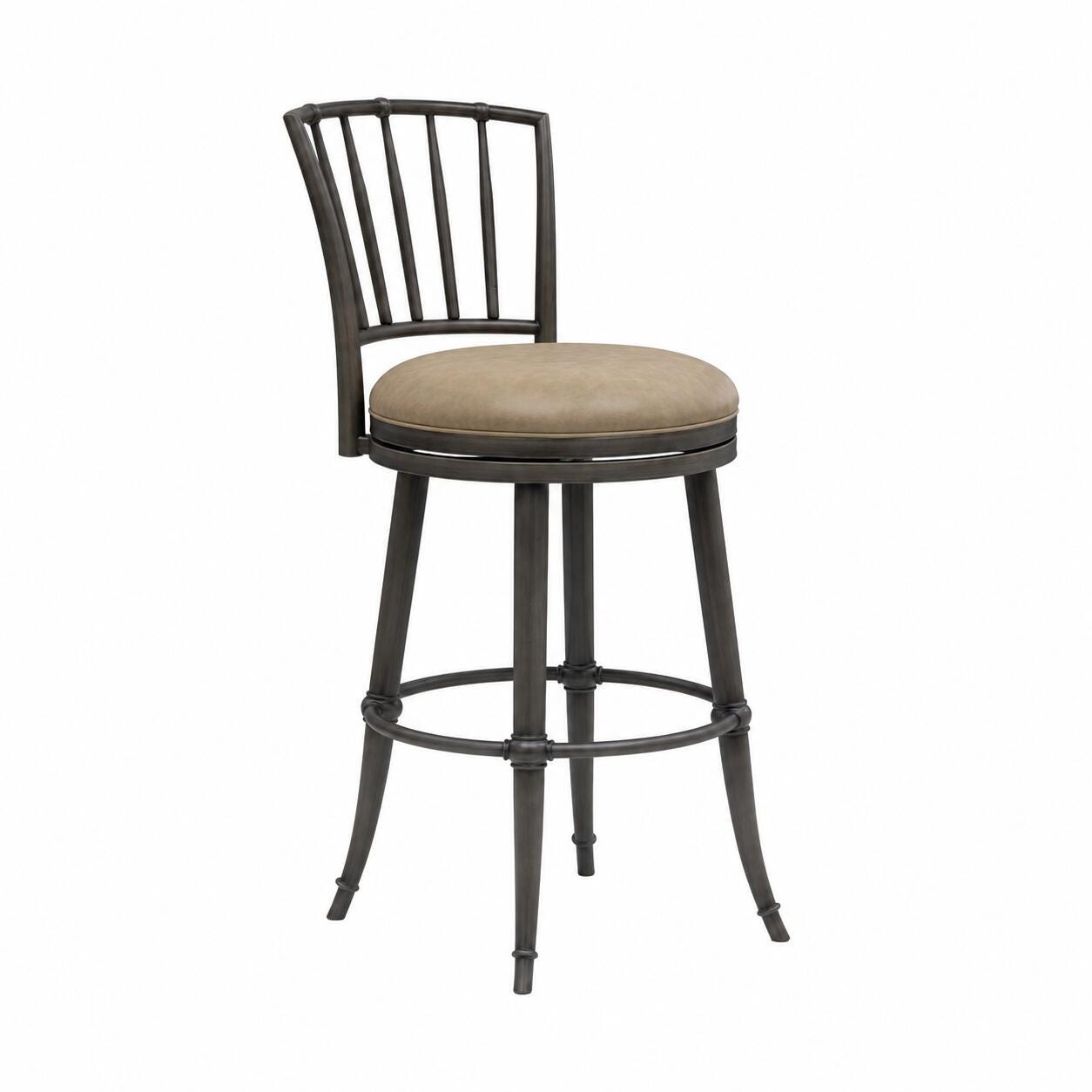 Armen Living VINCE Swivel Bar Height Barstool, Mushroom Taupe/Gray, large