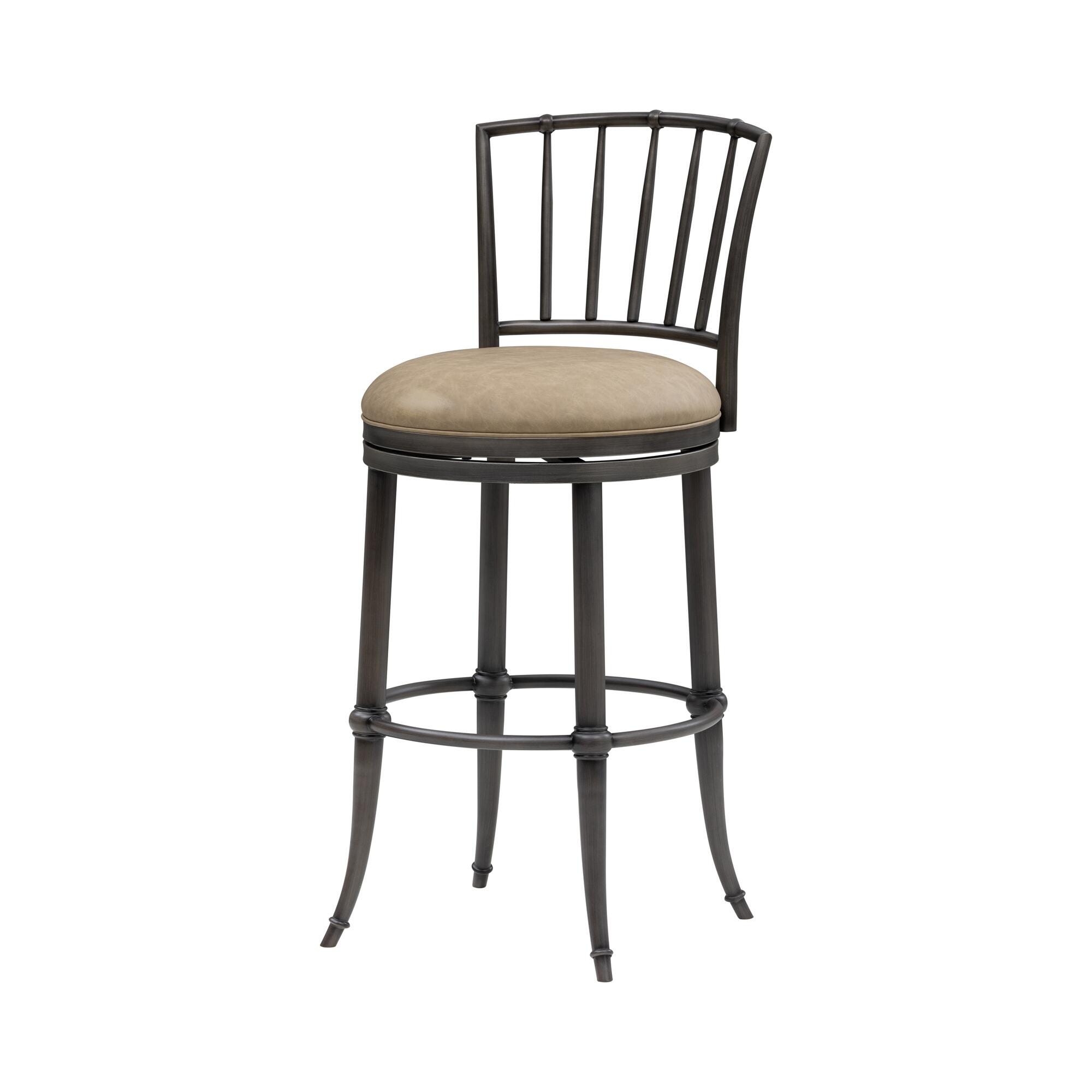 Armen Living VINCE Swivel Bar Height Barstool, Mushroom Taupe/Gray, large