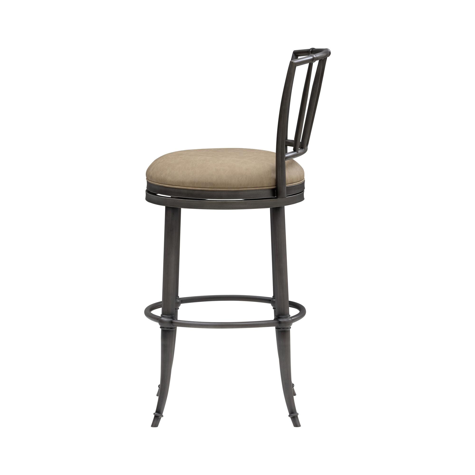 Armen Living VINCE Swivel Bar Height Barstool, Mushroom Taupe/Gray, large