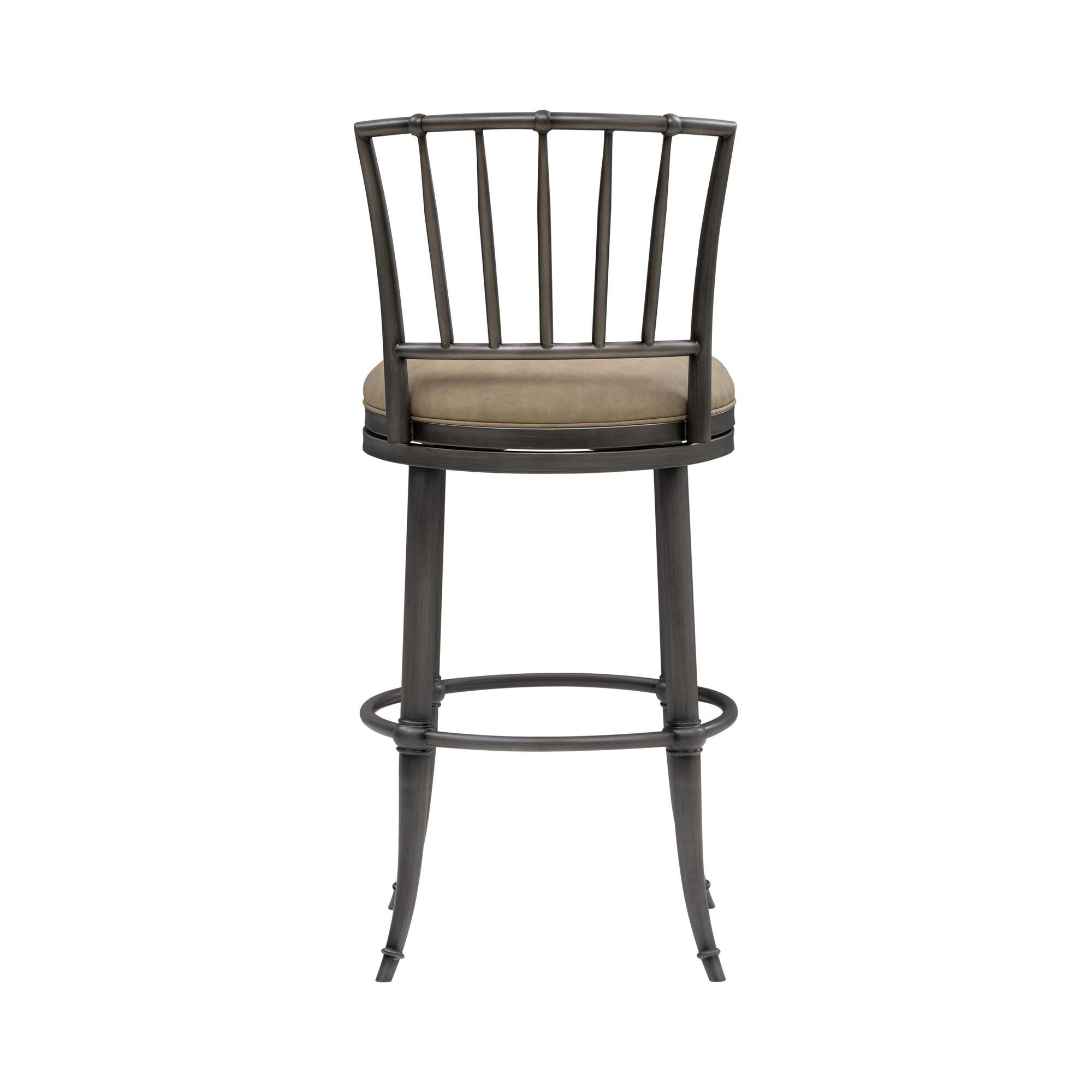 Armen Living VINCE Swivel Bar Height Barstool, Mushroom Taupe/Gray, large