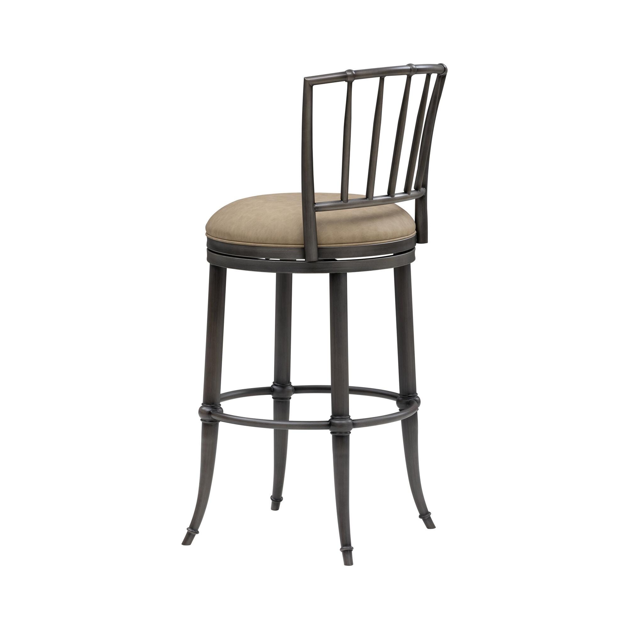 Armen Living VINCE Swivel Bar Height Barstool, Mushroom Taupe/Gray, large