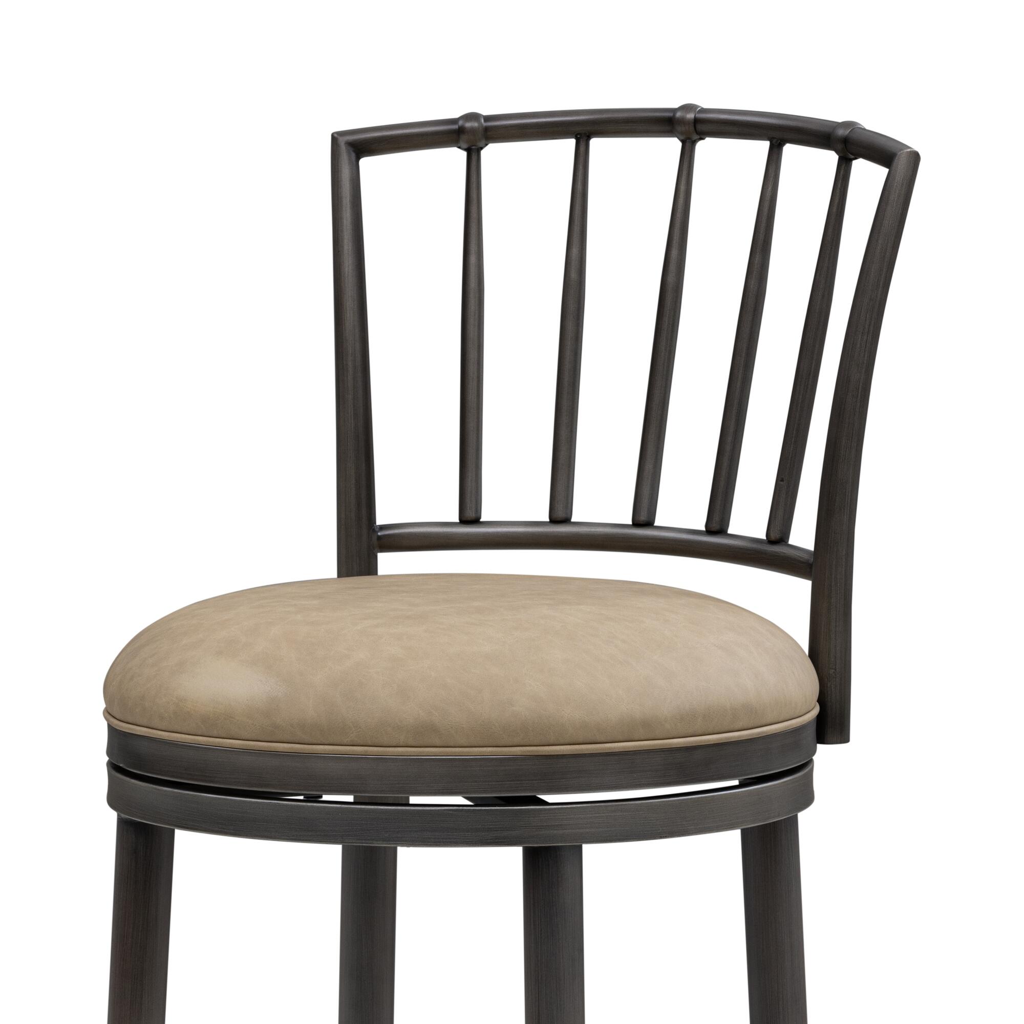 Armen Living VINCE Swivel Bar Height Barstool, Mushroom Taupe/Gray, large