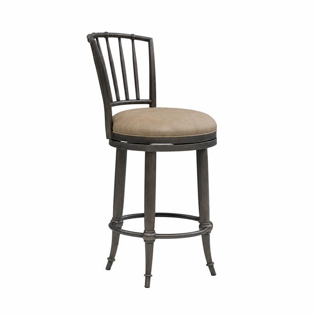 Armen Living VINCE Swivel Counter Height Barstool, Mushroom Taupe/Gray