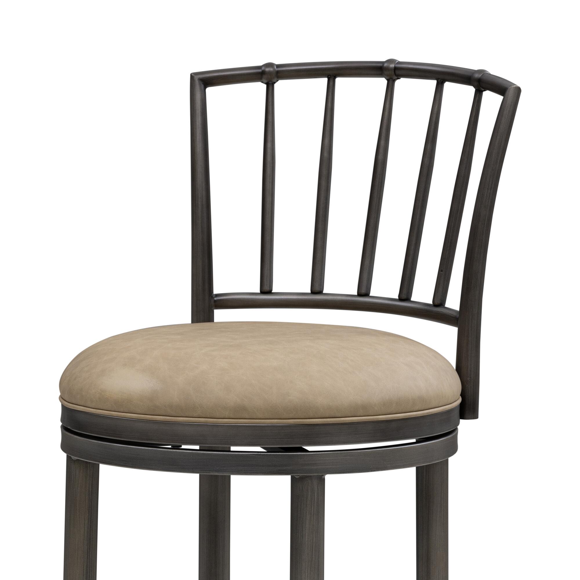 Armen Living VINCE Swivel Counter Height Barstool, Mushroom Taupe/Gray, large