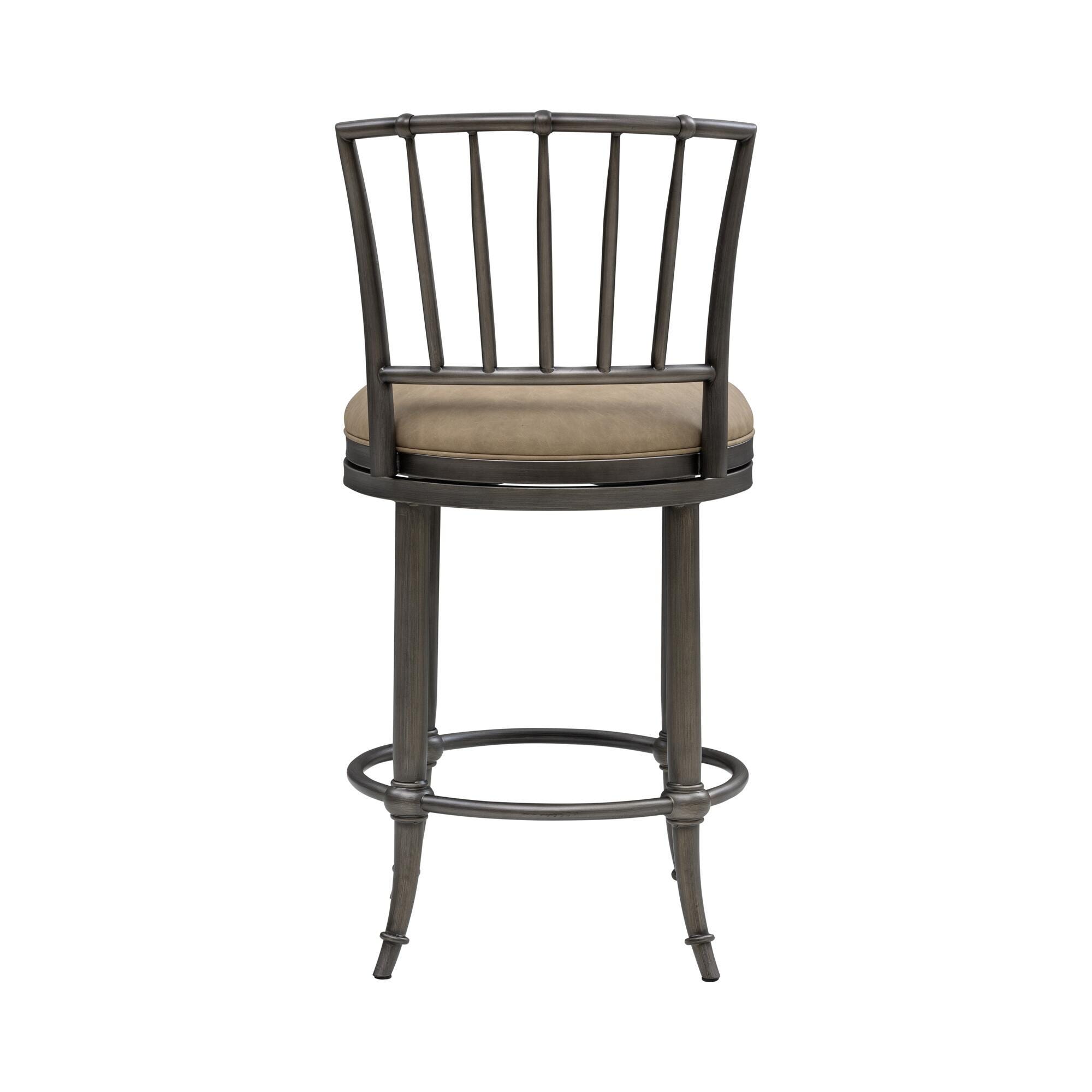 Armen Living VINCE Swivel Counter Height Barstool, Mushroom Taupe/Gray, large