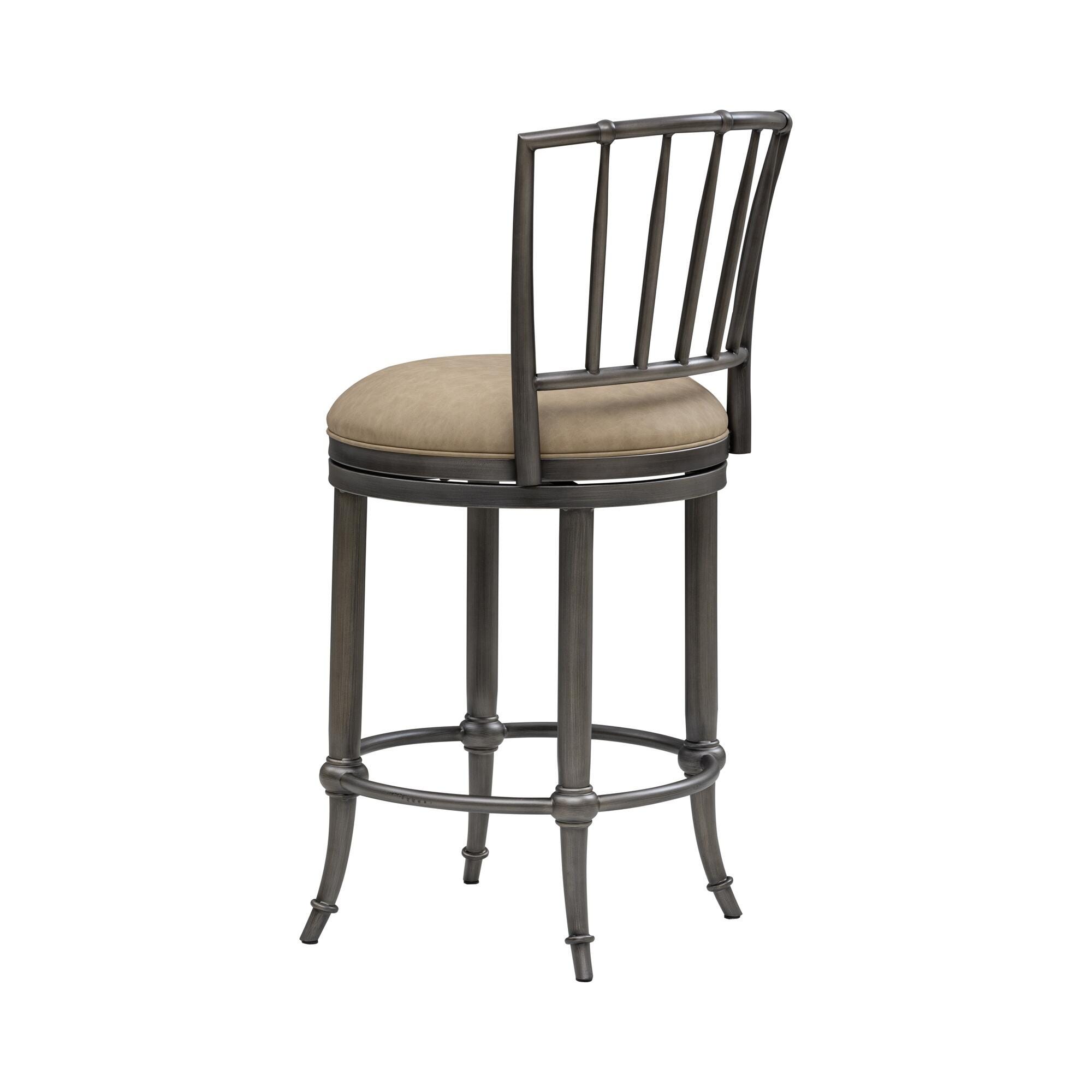 Armen Living VINCE Swivel Counter Height Barstool, Mushroom Taupe/Gray, large