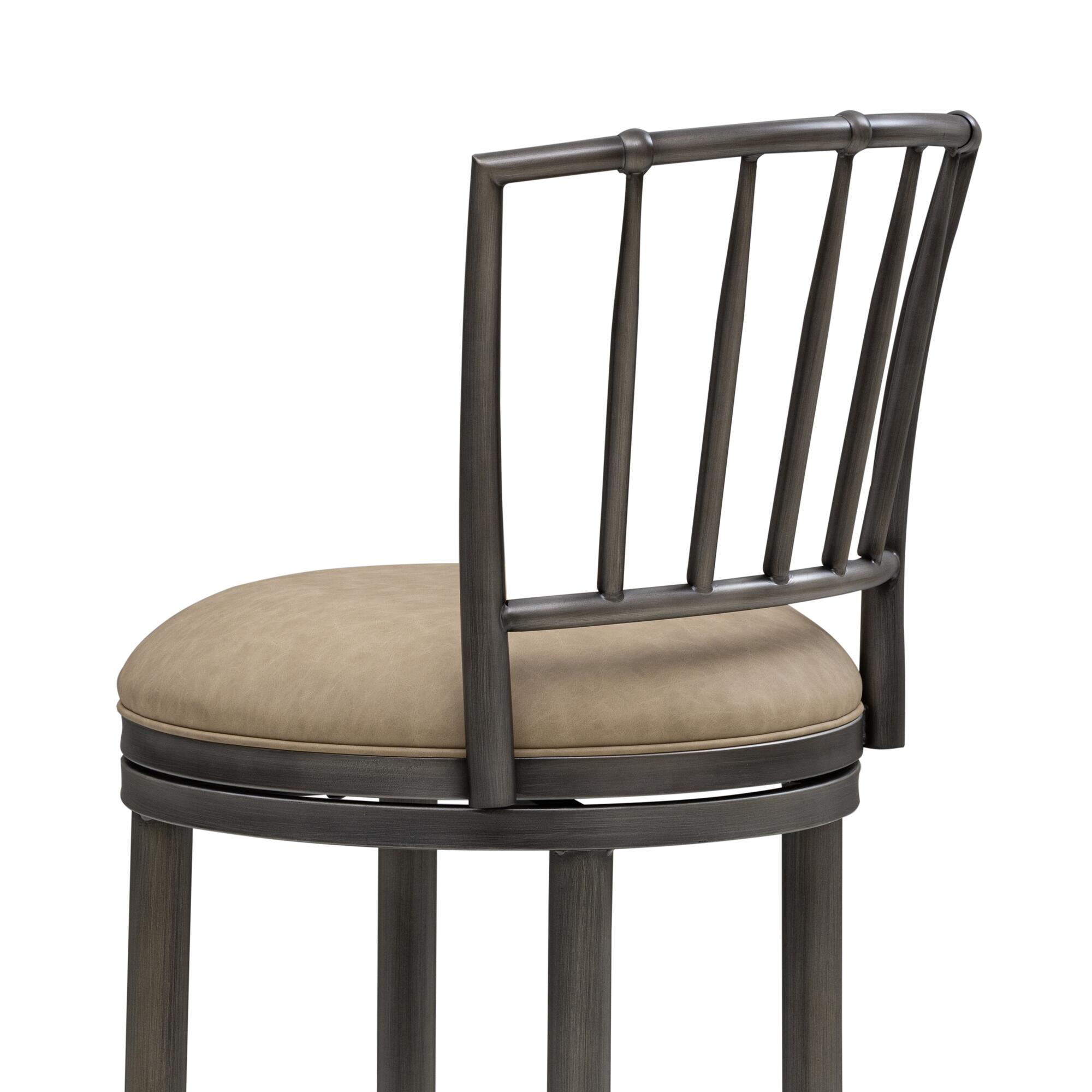 Armen Living VINCE Swivel Counter Height Barstool, Mushroom Taupe/Gray, large