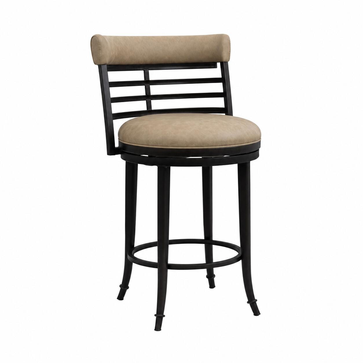 Armen Living TELIA Swivel Counter Height Barstool, Taupe, large
