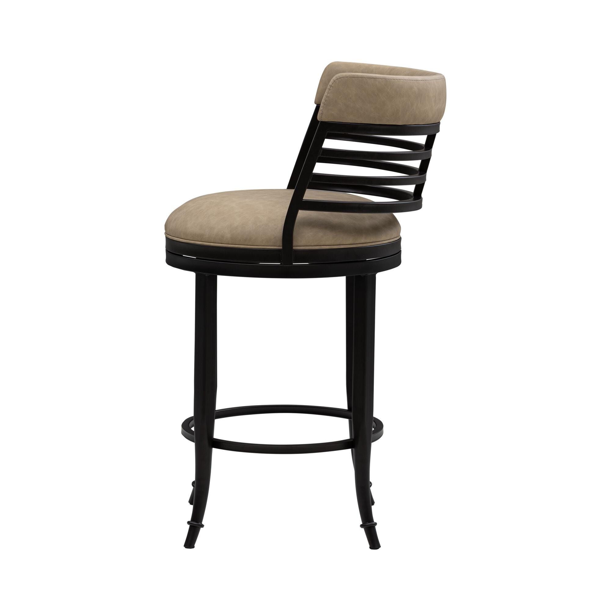 Armen Living TELIA Swivel Counter Height Barstool, Taupe, large