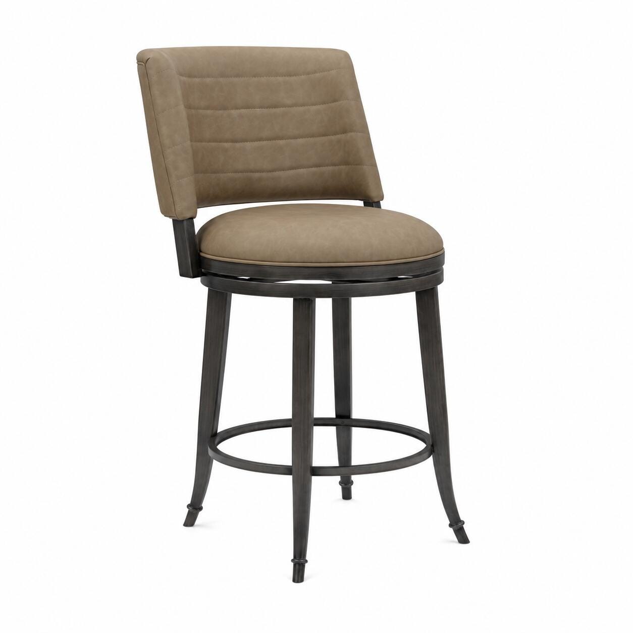 Armen Living TORRES Swivel Counter Height Barstool, Taupe, large