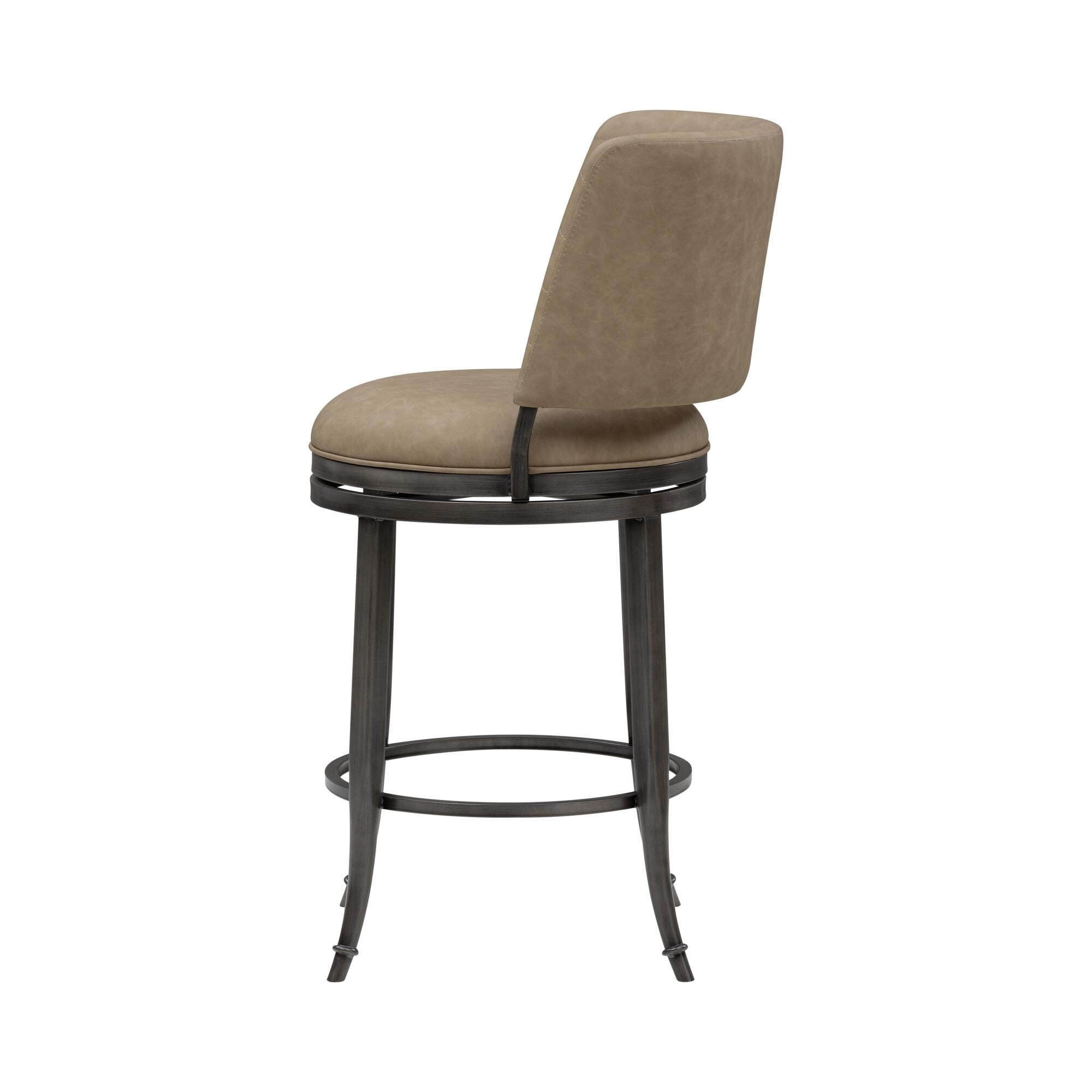 Armen Living TORRES Swivel Counter Height Barstool, Taupe, large