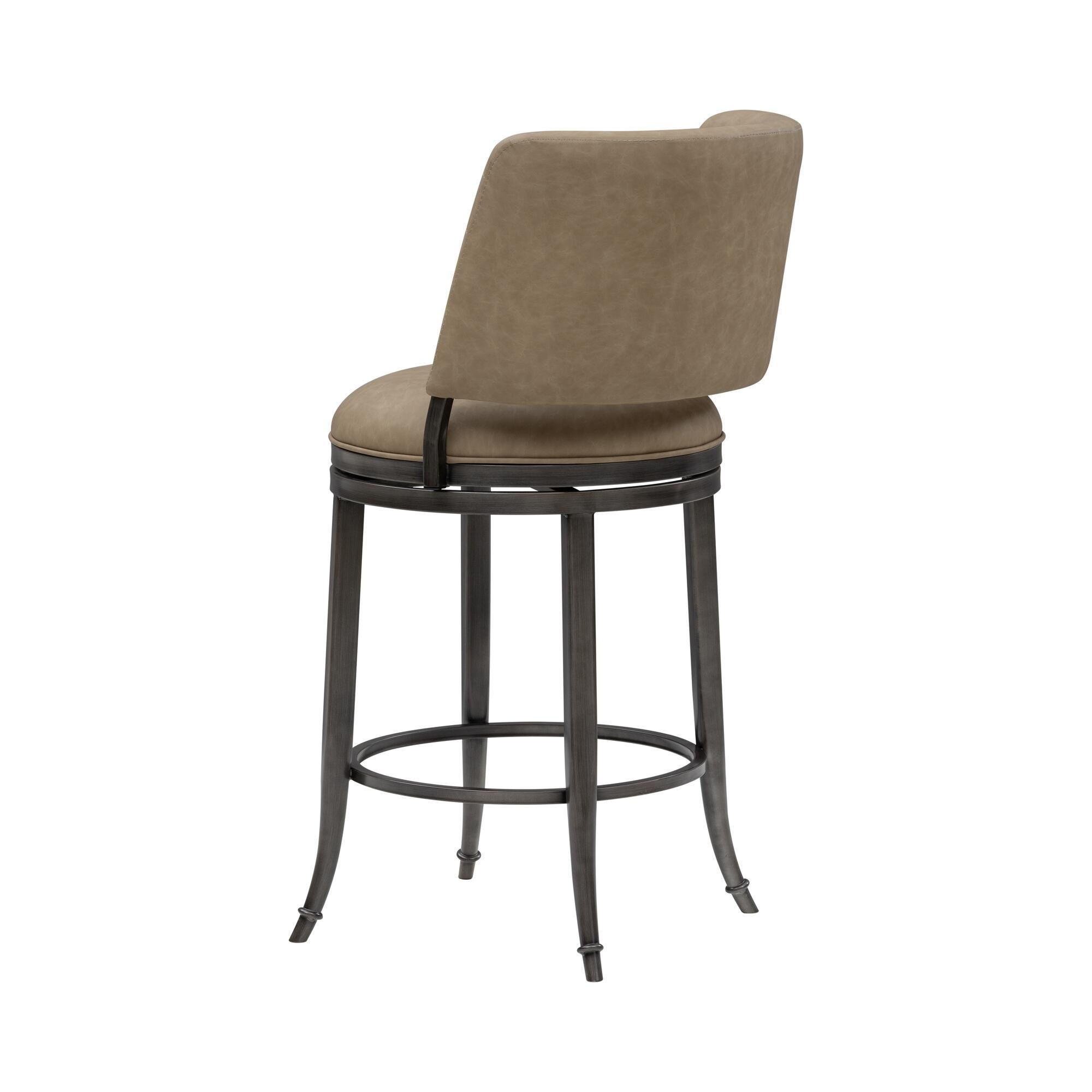 Armen Living TORRES Swivel Counter Height Barstool, Taupe, large