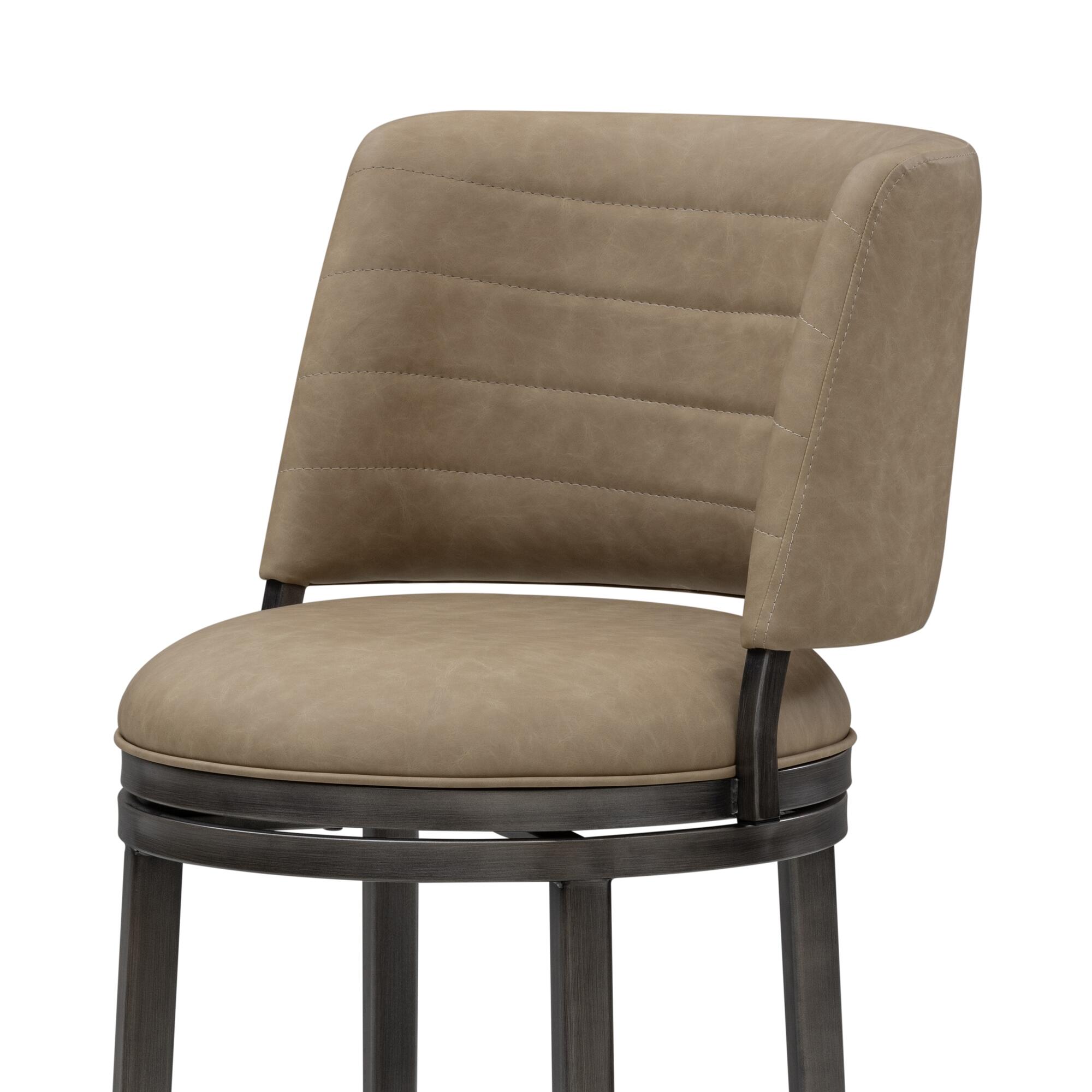 Armen Living TORRES Swivel Counter Height Barstool, Taupe, large