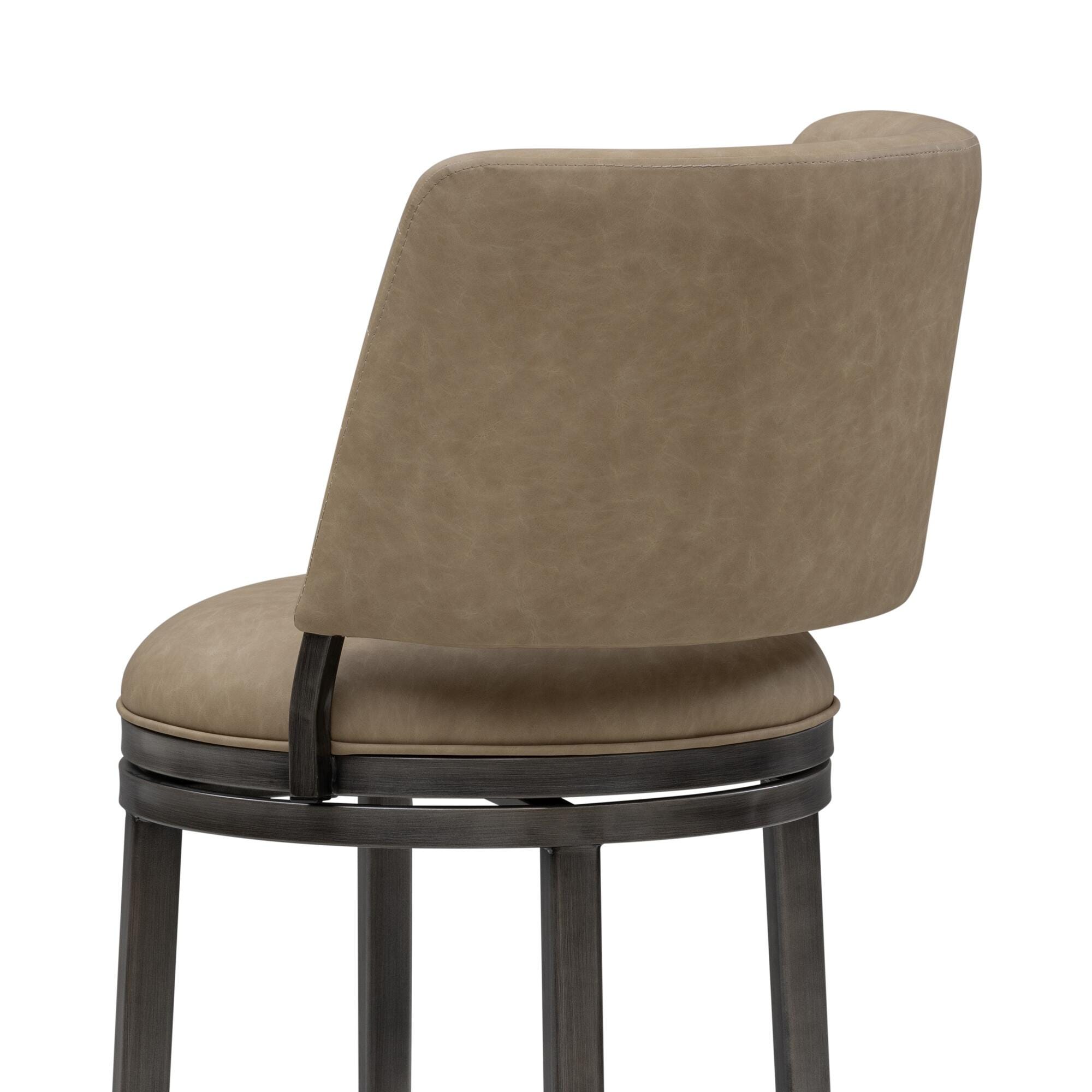 Armen Living TORRES Swivel Counter Height Barstool, Taupe, large