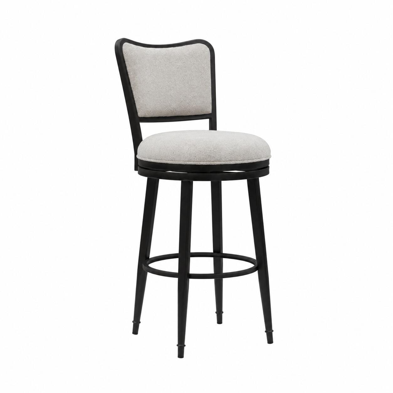 Armen Living BAXTER Swivel Bar Height Barstool, Ivory/Black, large