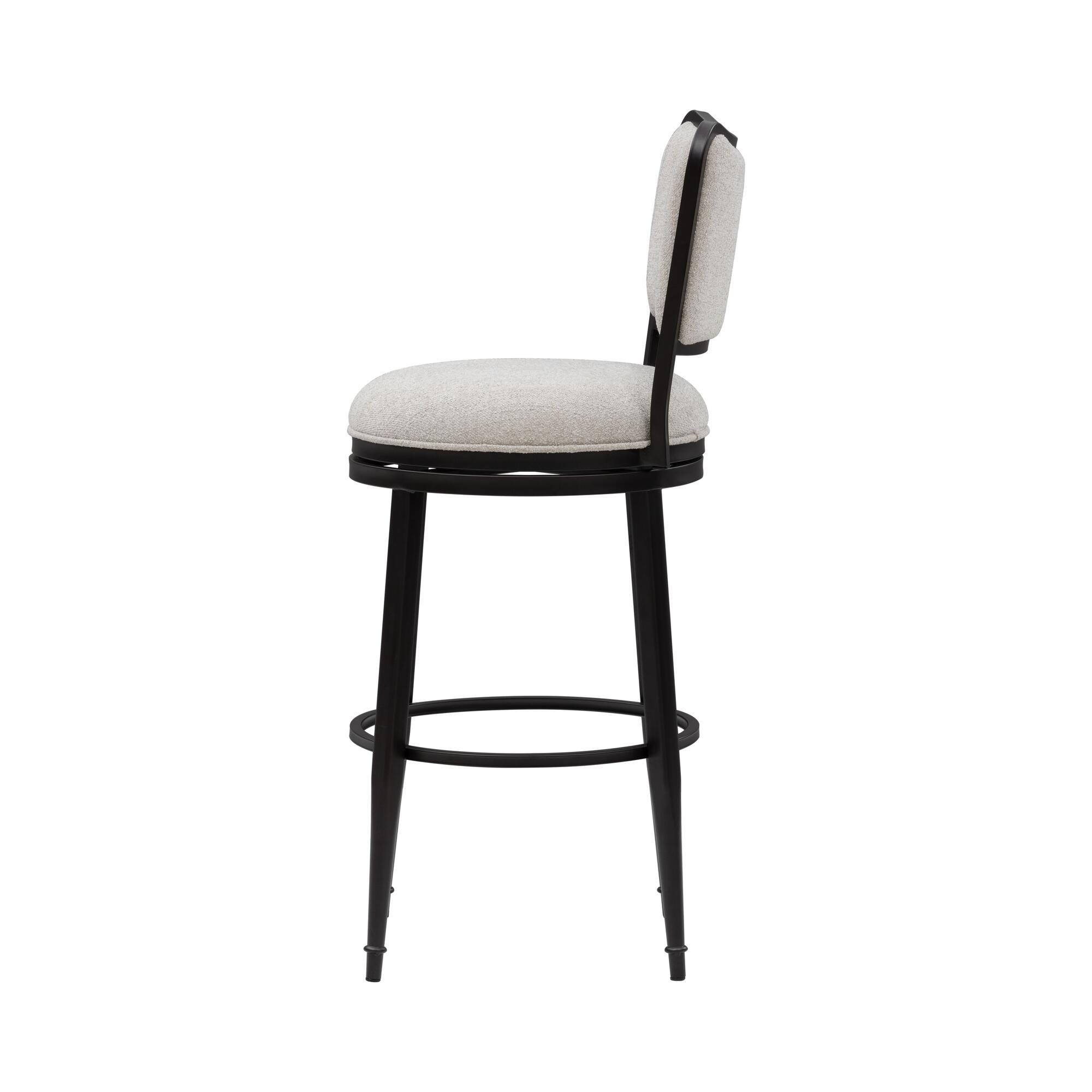 Armen Living BAXTER Swivel Bar Height Barstool, Ivory/Black, large