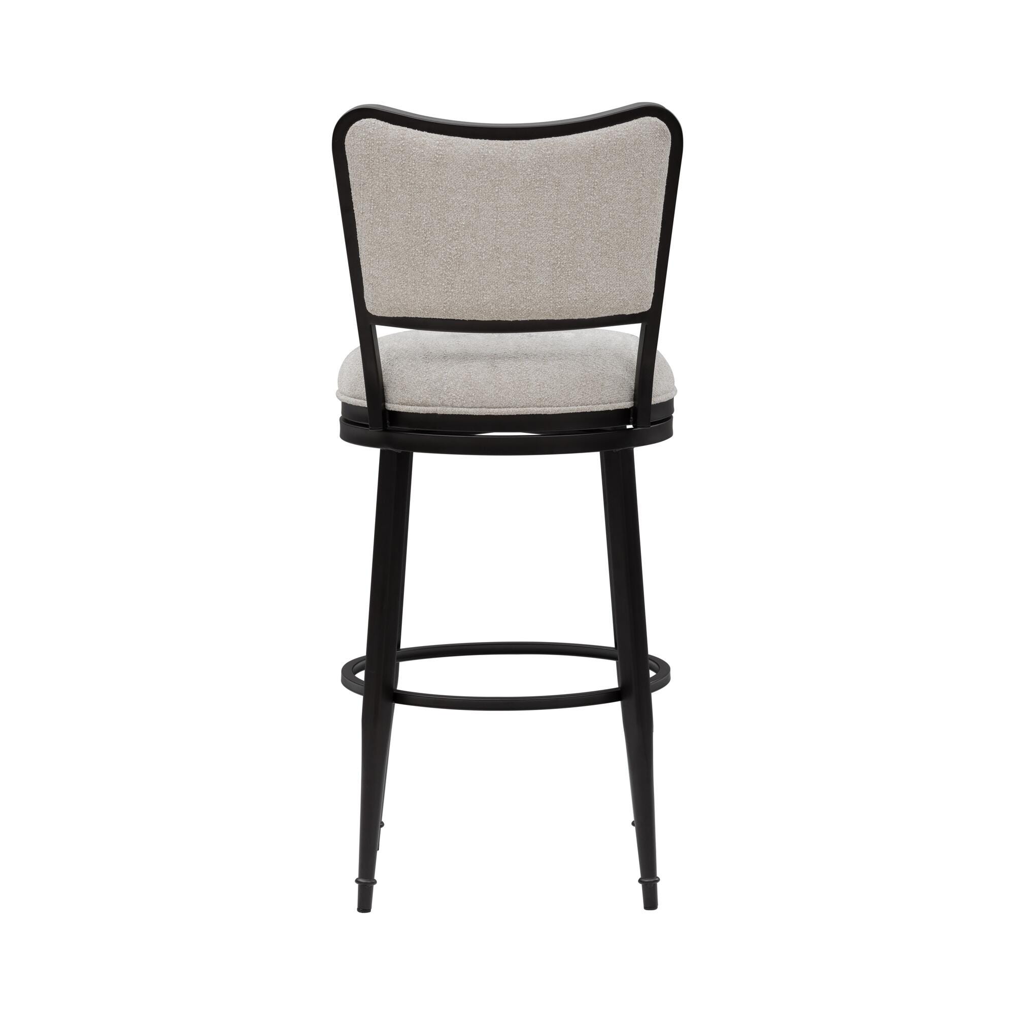 Armen Living BAXTER Swivel Bar Height Barstool, Ivory/Black, large