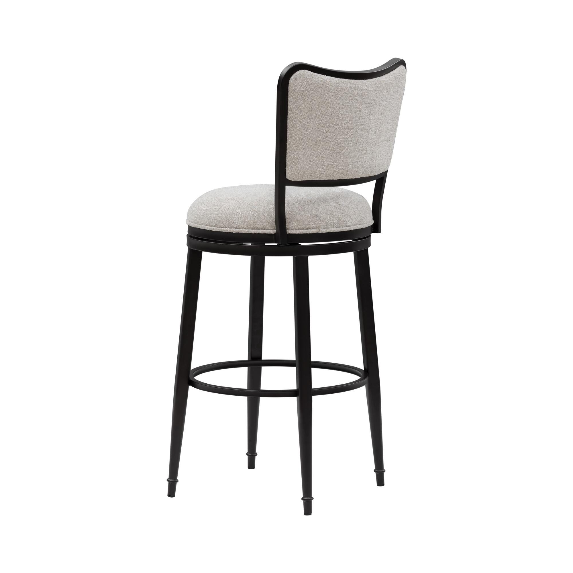 Armen Living BAXTER Swivel Bar Height Barstool, Ivory/Black, large