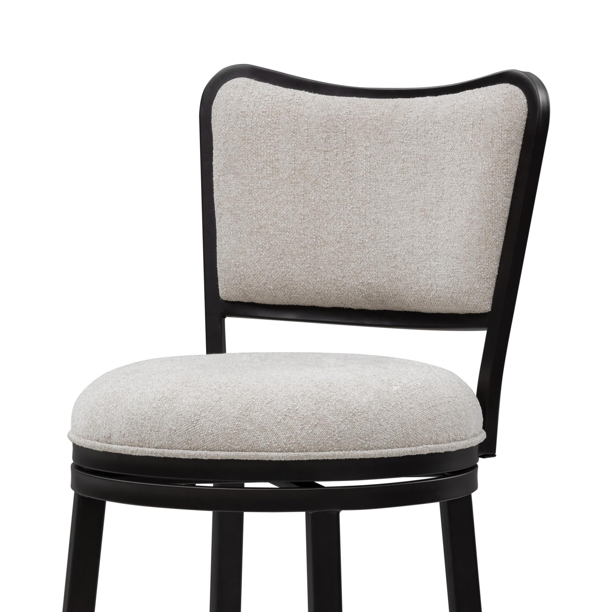 Armen Living BAXTER Swivel Bar Height Barstool, Ivory/Black, large