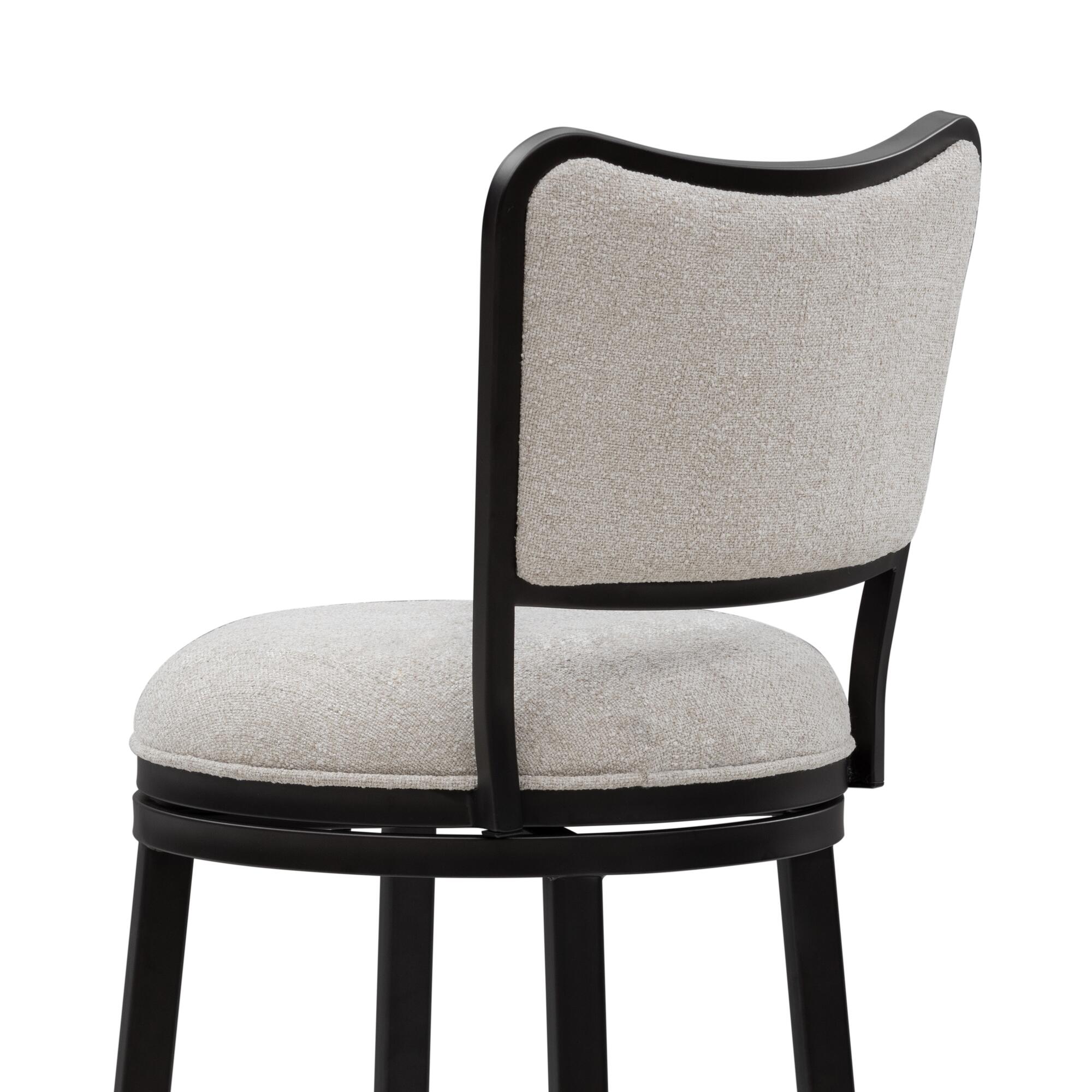 Armen Living BAXTER Swivel Bar Height Barstool, Ivory/Black, large