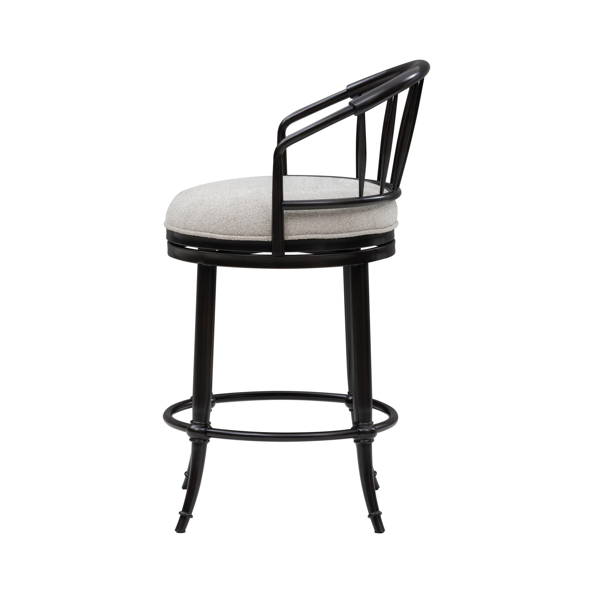 Armen Living LUTHER Swivel Counter Height Barstool, Black/Ivory, large