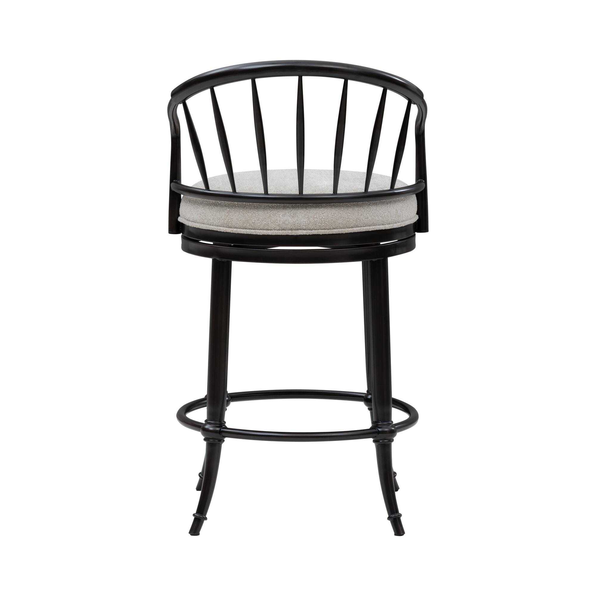 Armen Living LUTHER Swivel Counter Height Barstool, Black/Ivory, large