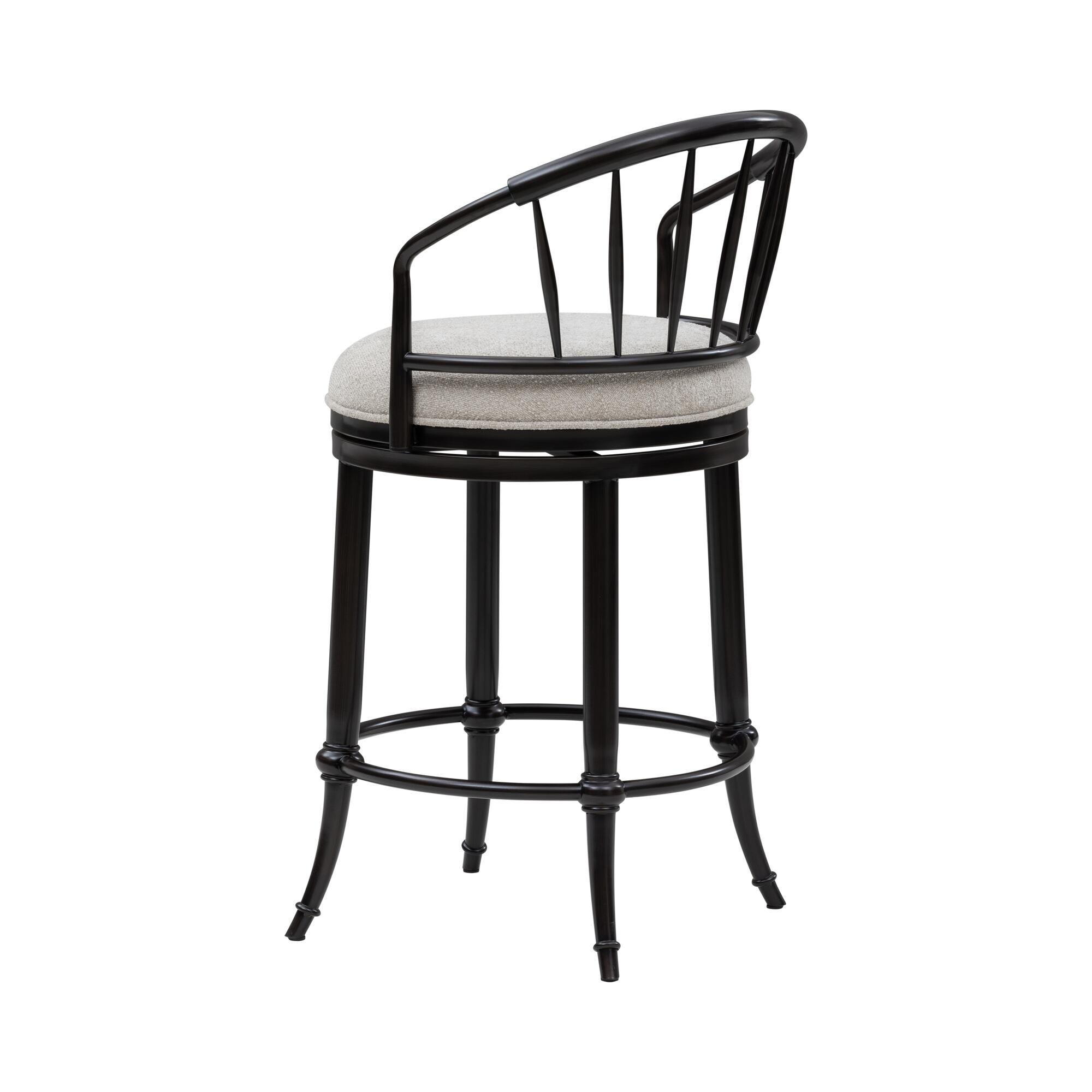 Armen Living LUTHER Swivel Counter Height Barstool, Black/Ivory, large
